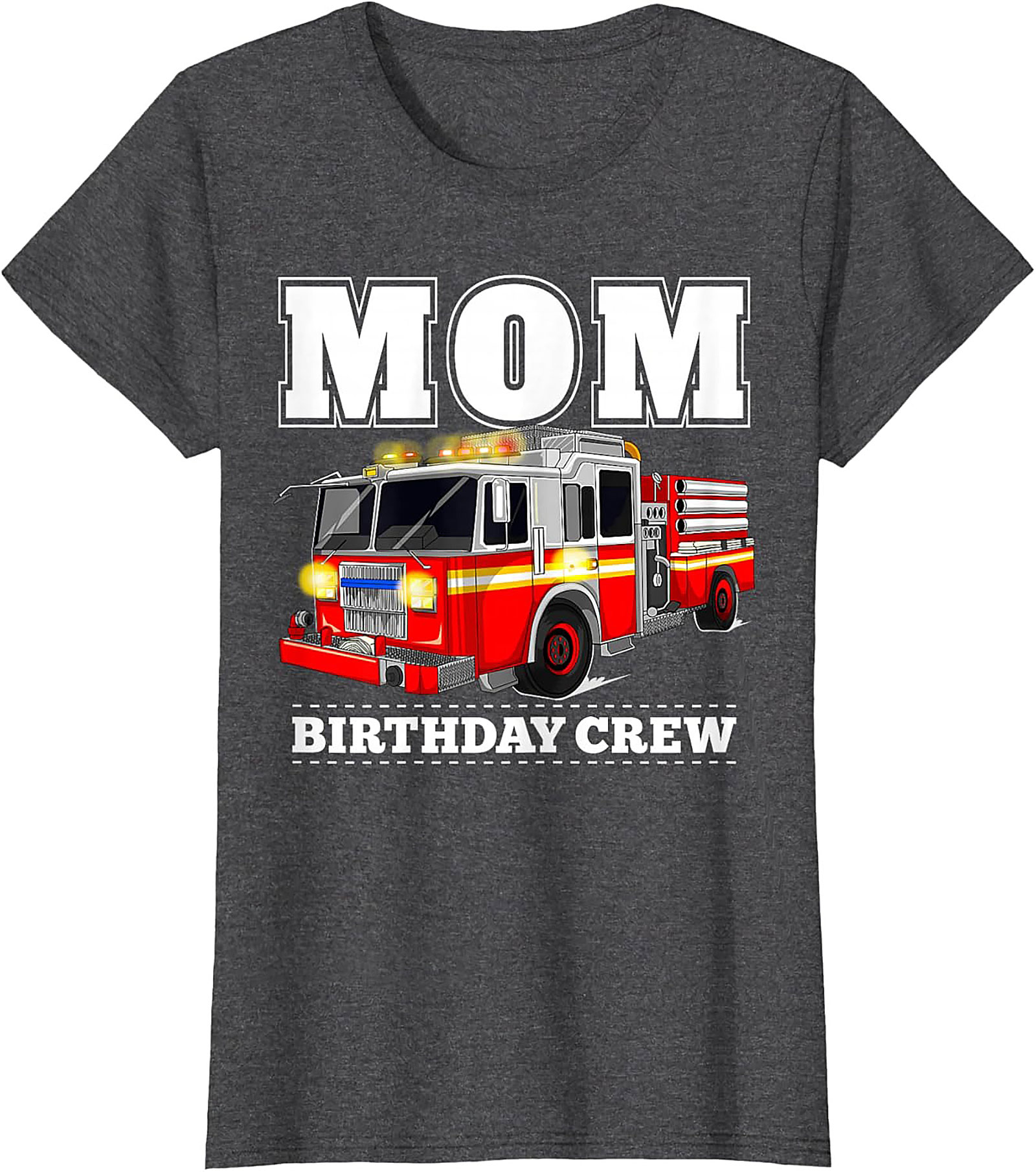 Fire Truck Birthday Mom T-Shirt - Firefighter Party Crew Graphic Tee