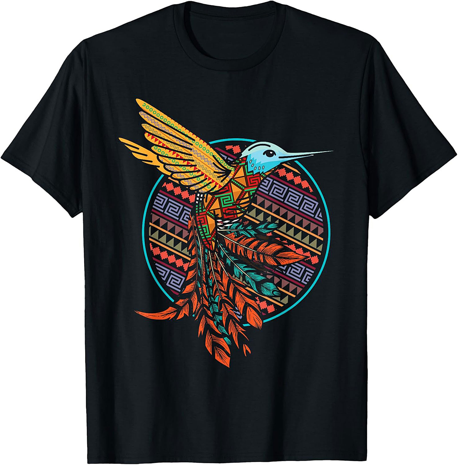 Aztec Hummingbird Graphic Tee Vibrant Tribal Unisex Shirt