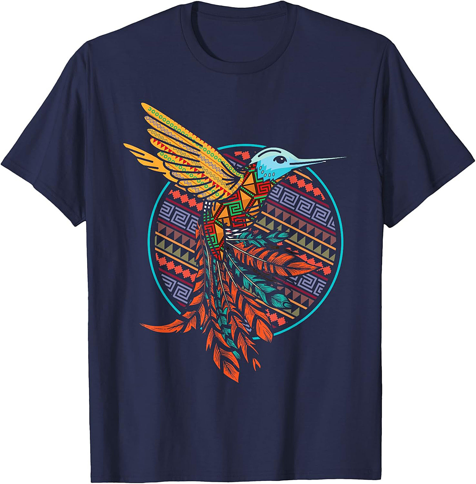 Aztec Hummingbird Graphic Tee Vibrant Tribal Unisex Shirt