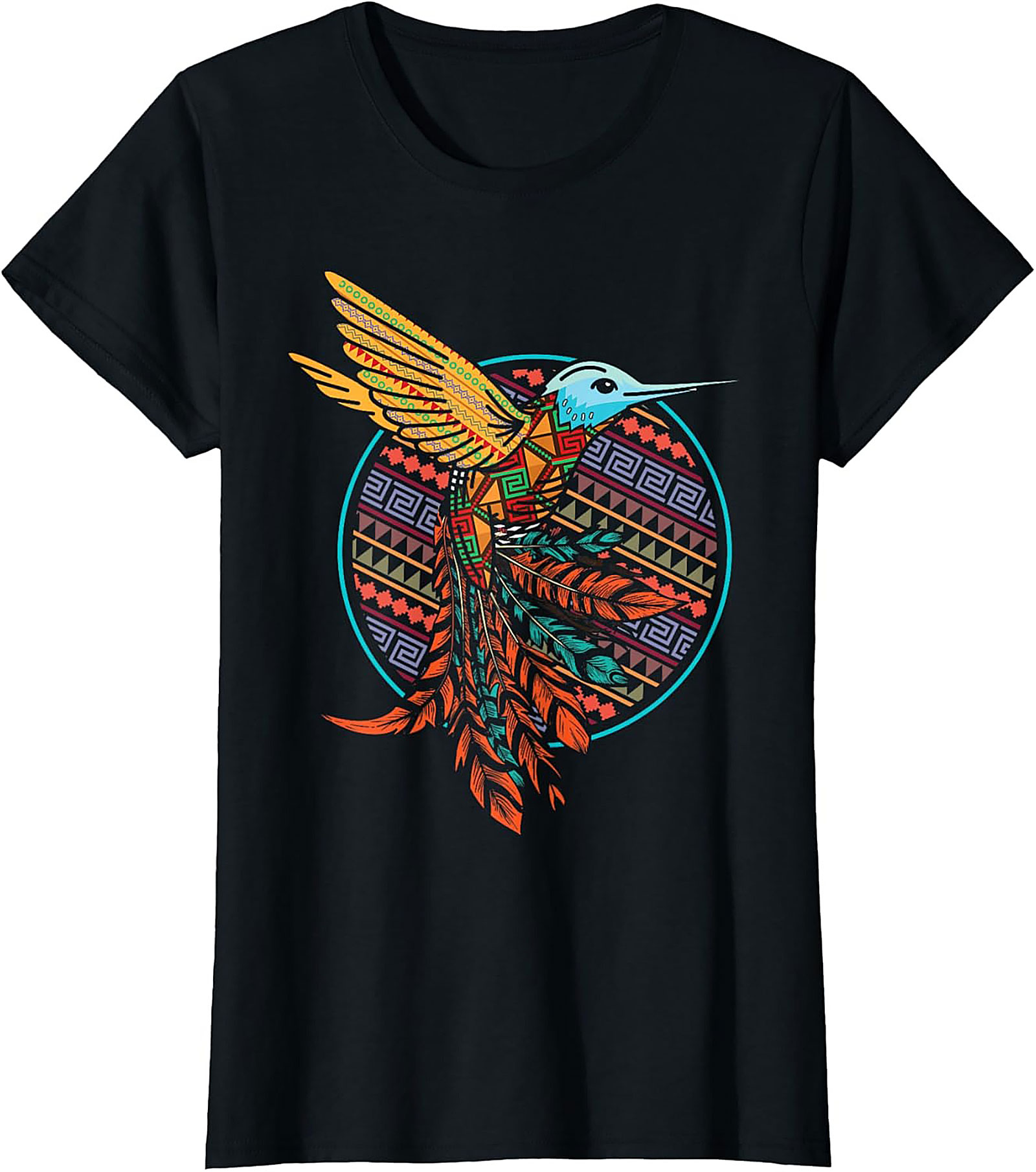 Aztec Hummingbird Graphic Tee Vibrant Tribal Unisex Shirt