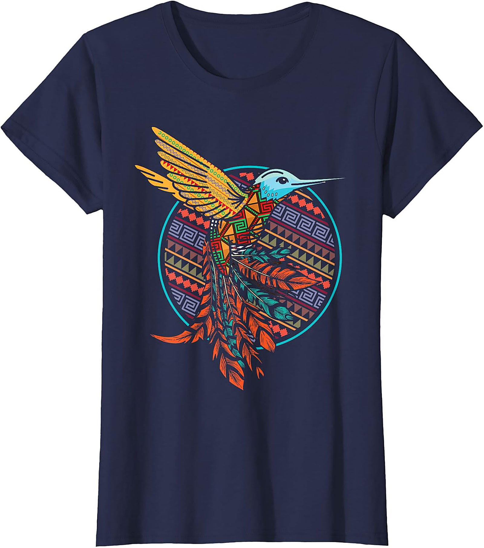 Aztec Hummingbird Graphic Tee Vibrant Tribal Unisex Shirt