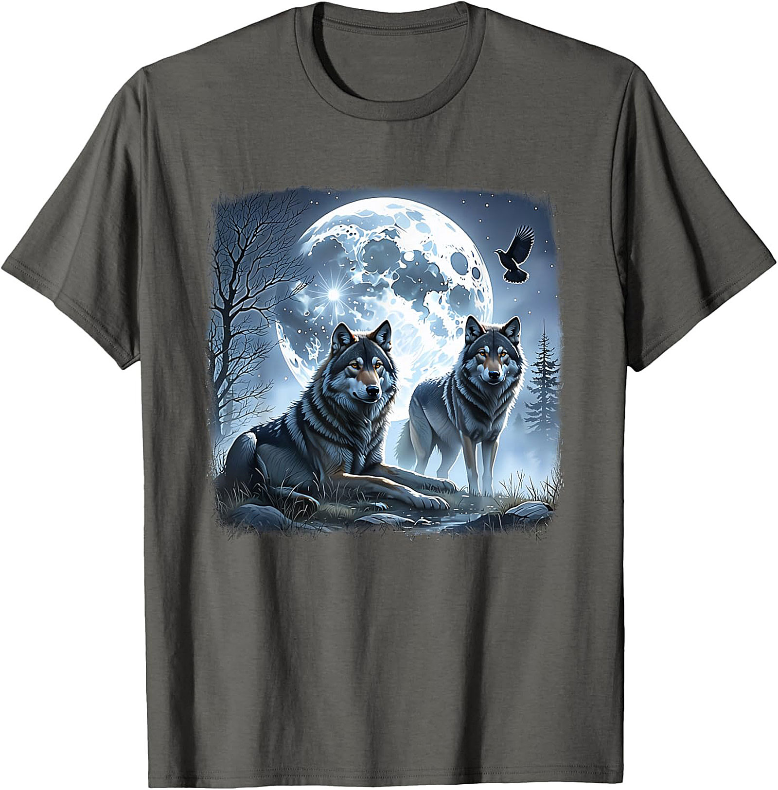  Wolf Moon Graphic Tee Night Spirit Wildlife Shirt