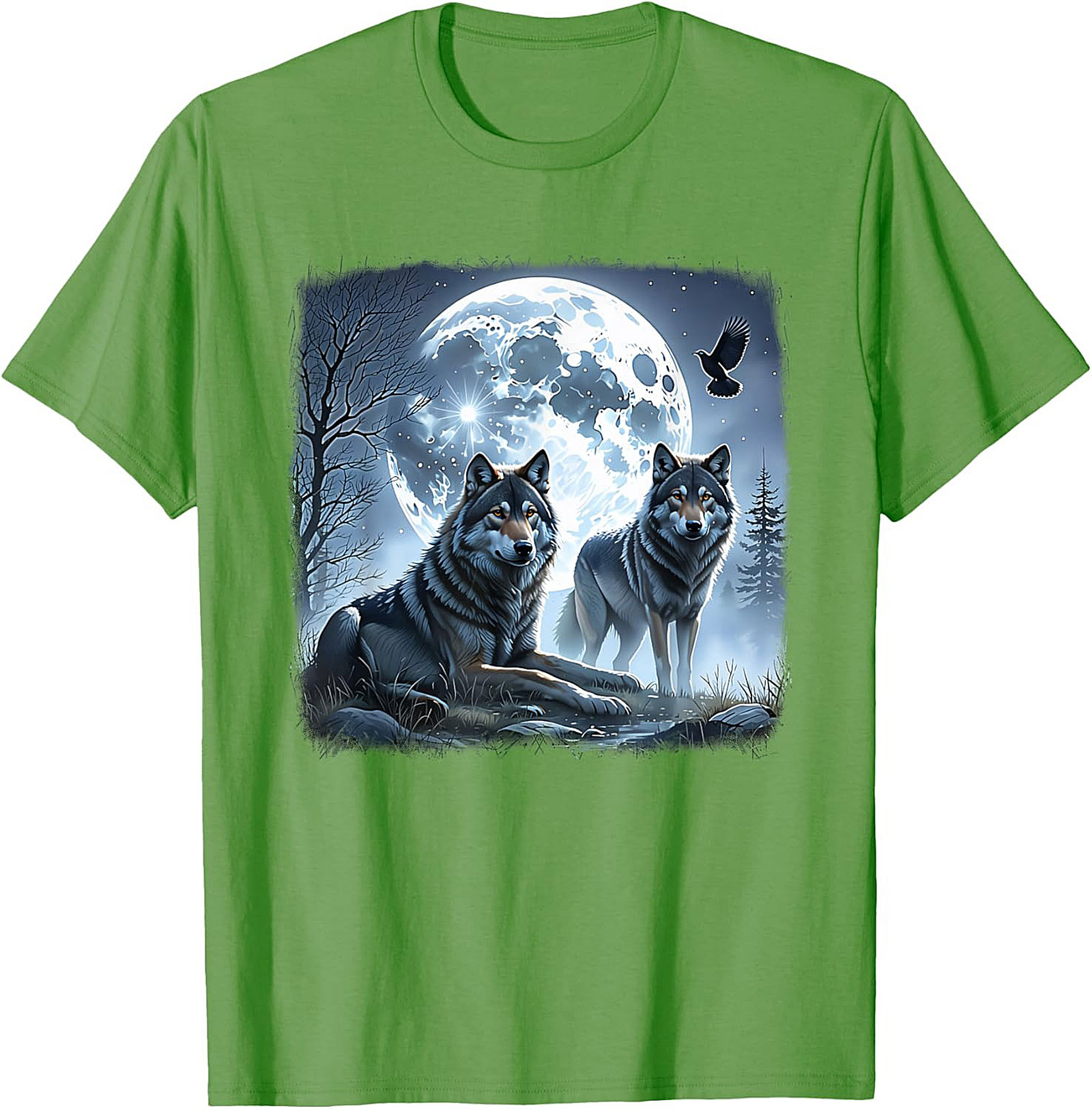  Wolf Moon Graphic Tee Night Spirit Wildlife Shirt