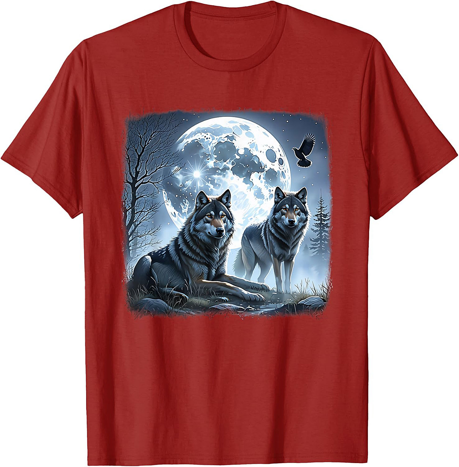  Wolf Moon Graphic Tee Night Spirit Wildlife Shirt