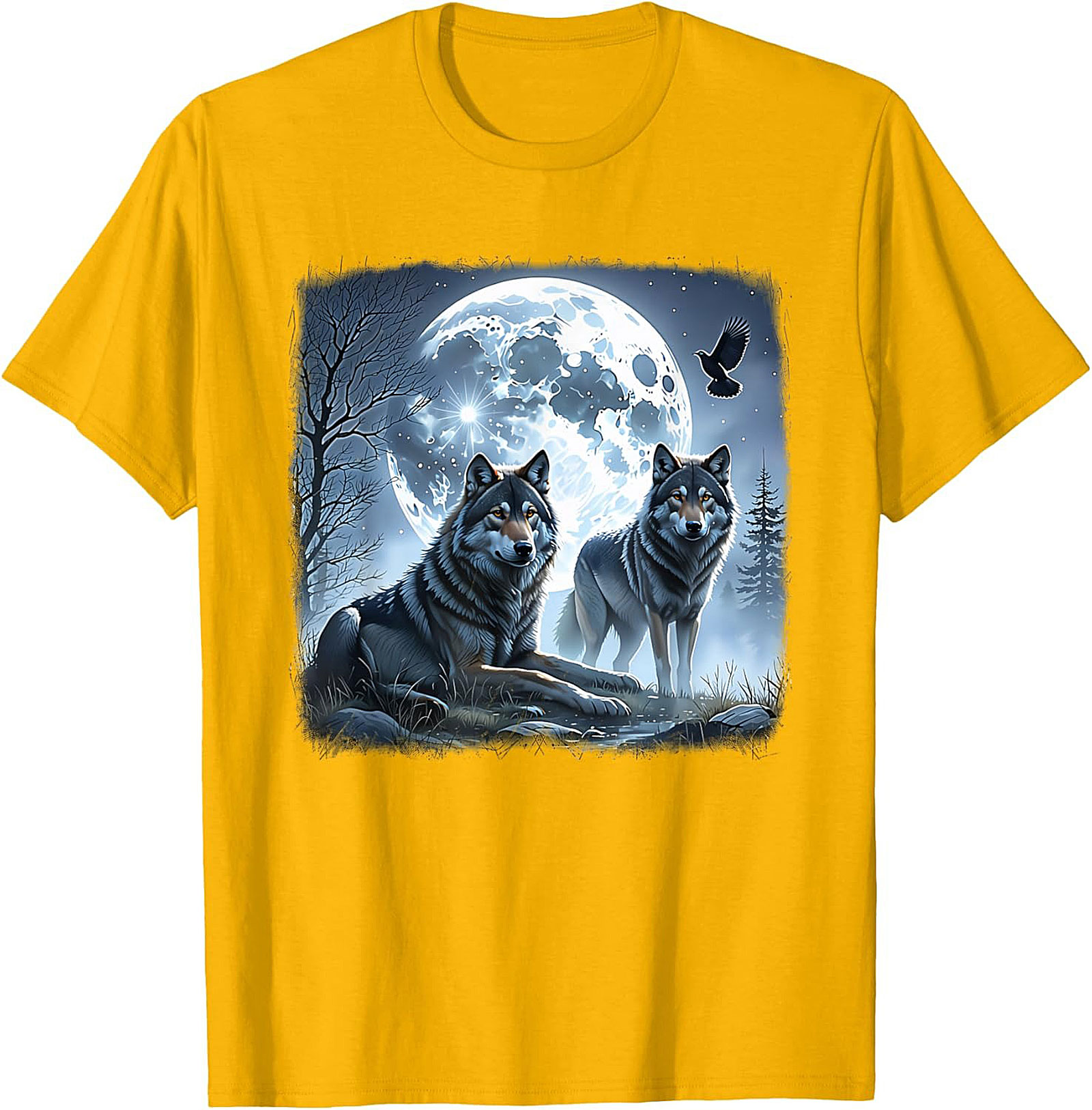  Wolf Moon Graphic Tee Night Spirit Wildlife Shirt