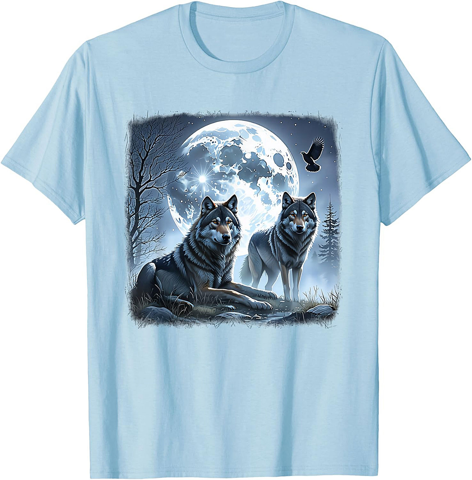  Wolf Moon Graphic Tee Night Spirit Wildlife Shirt
