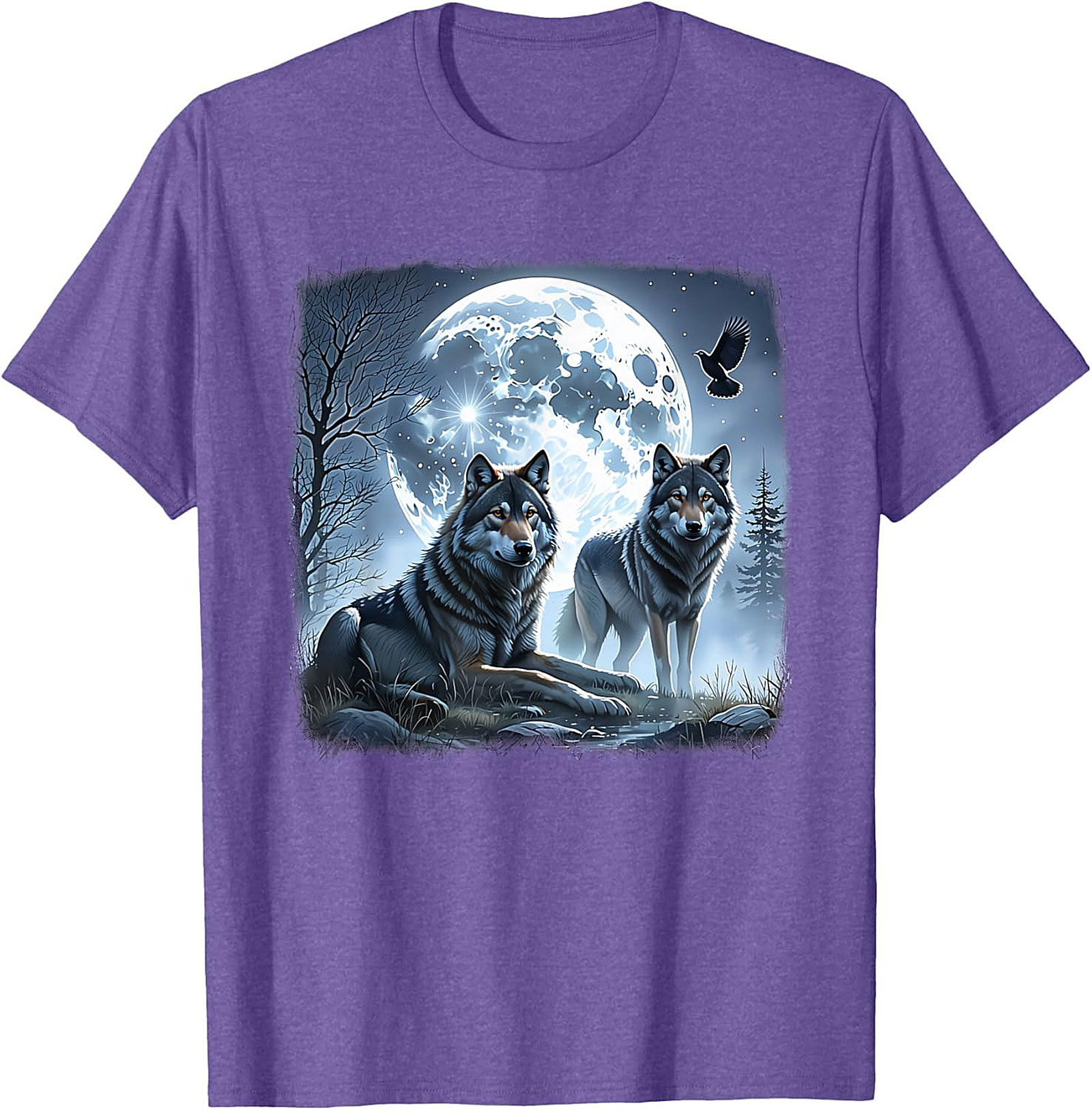  Wolf Moon Graphic Tee Night Spirit Wildlife Shirt