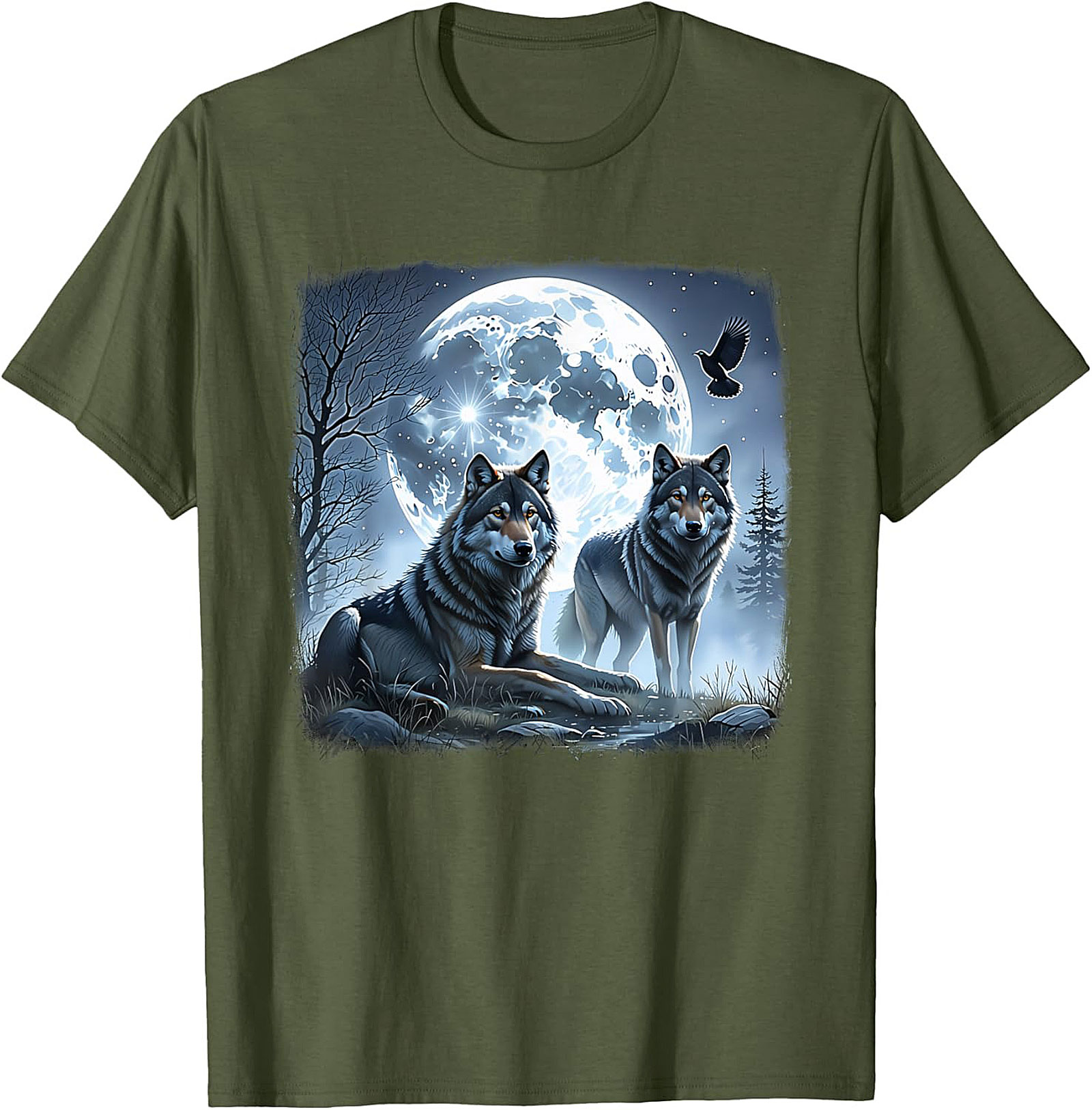  Wolf Moon Graphic Tee Night Spirit Wildlife Shirt