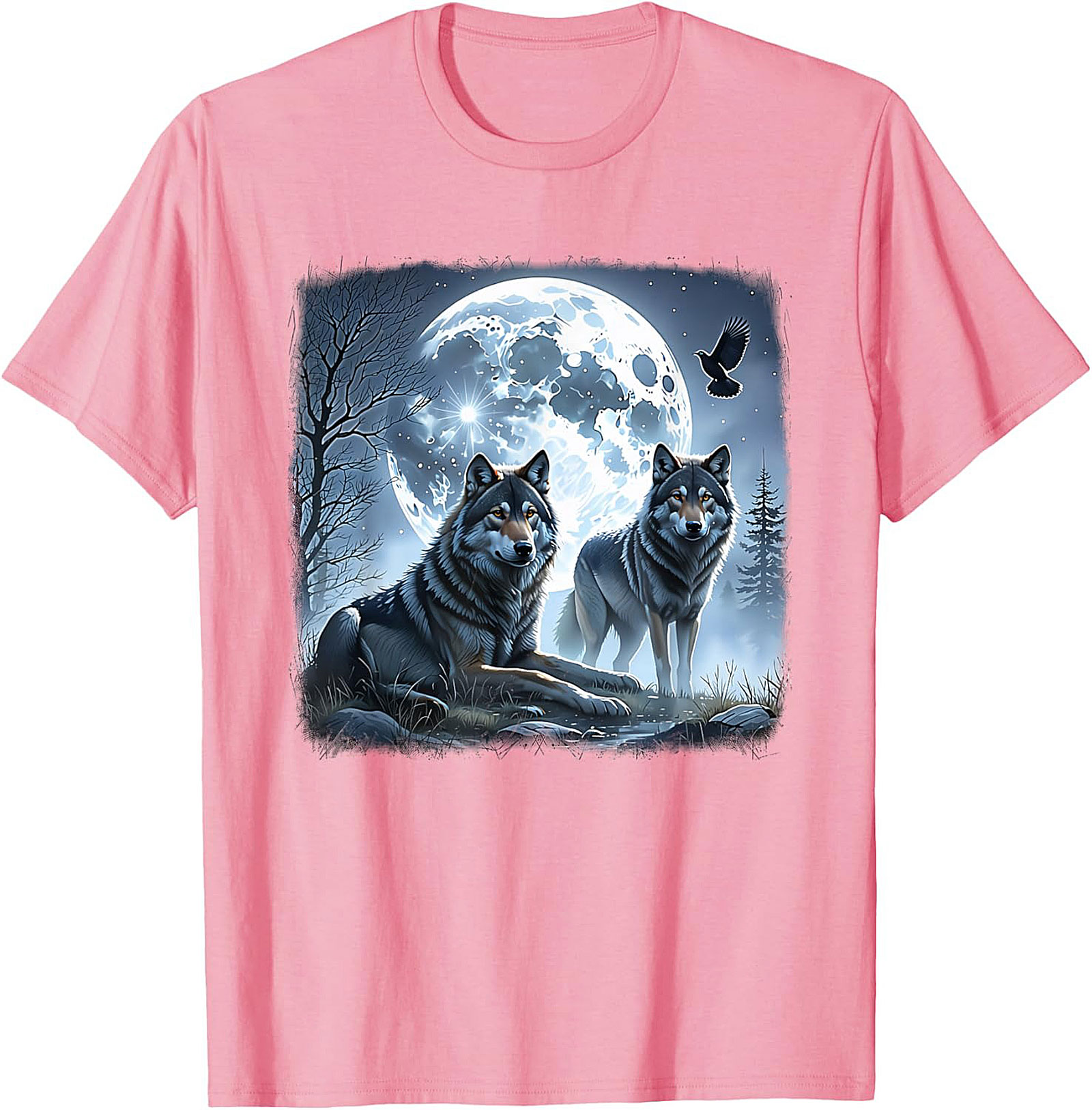  Wolf Moon Graphic Tee Night Spirit Wildlife Shirt