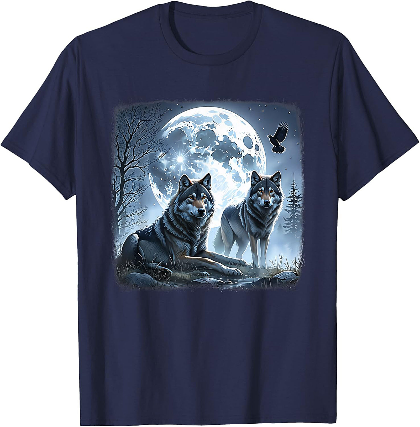  Wolf Moon Graphic Tee Night Spirit Wildlife Shirt