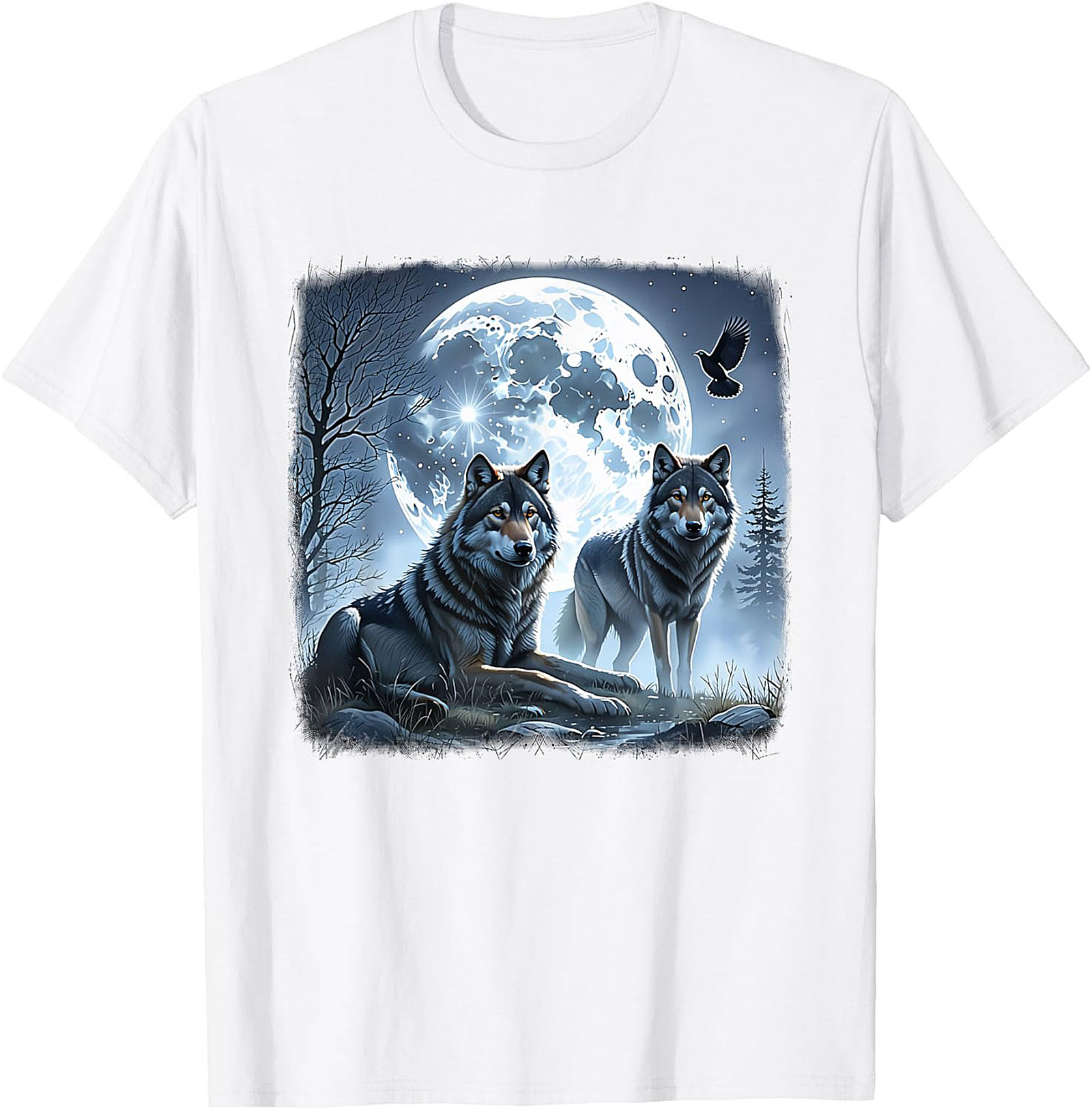  Wolf Moon Graphic Tee Night Spirit Wildlife Shirt