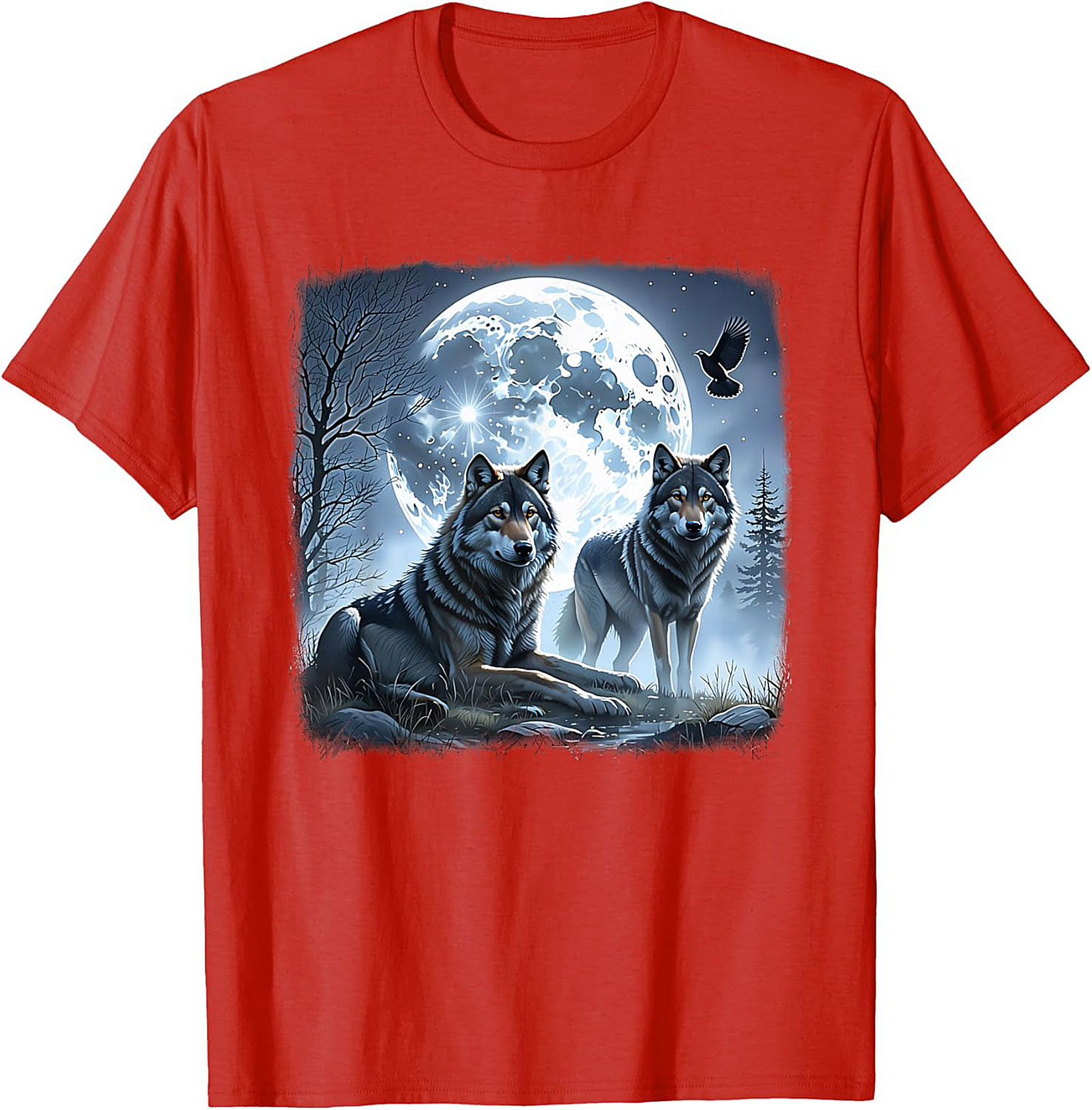  Wolf Moon Graphic Tee Night Spirit Wildlife Shirt