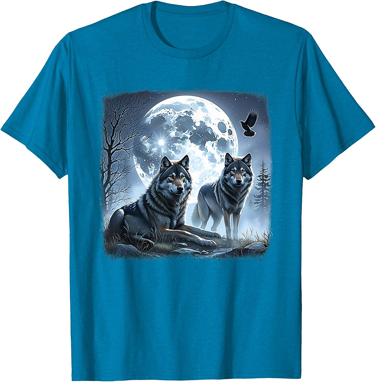  Wolf Moon Graphic Tee Night Spirit Wildlife Shirt