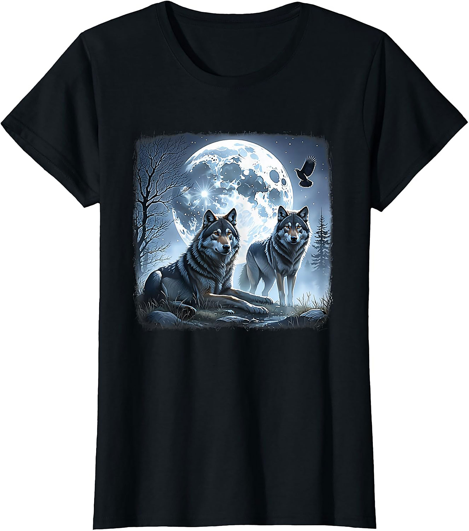  Wolf Moon Graphic Tee Night Spirit Wildlife Shirt