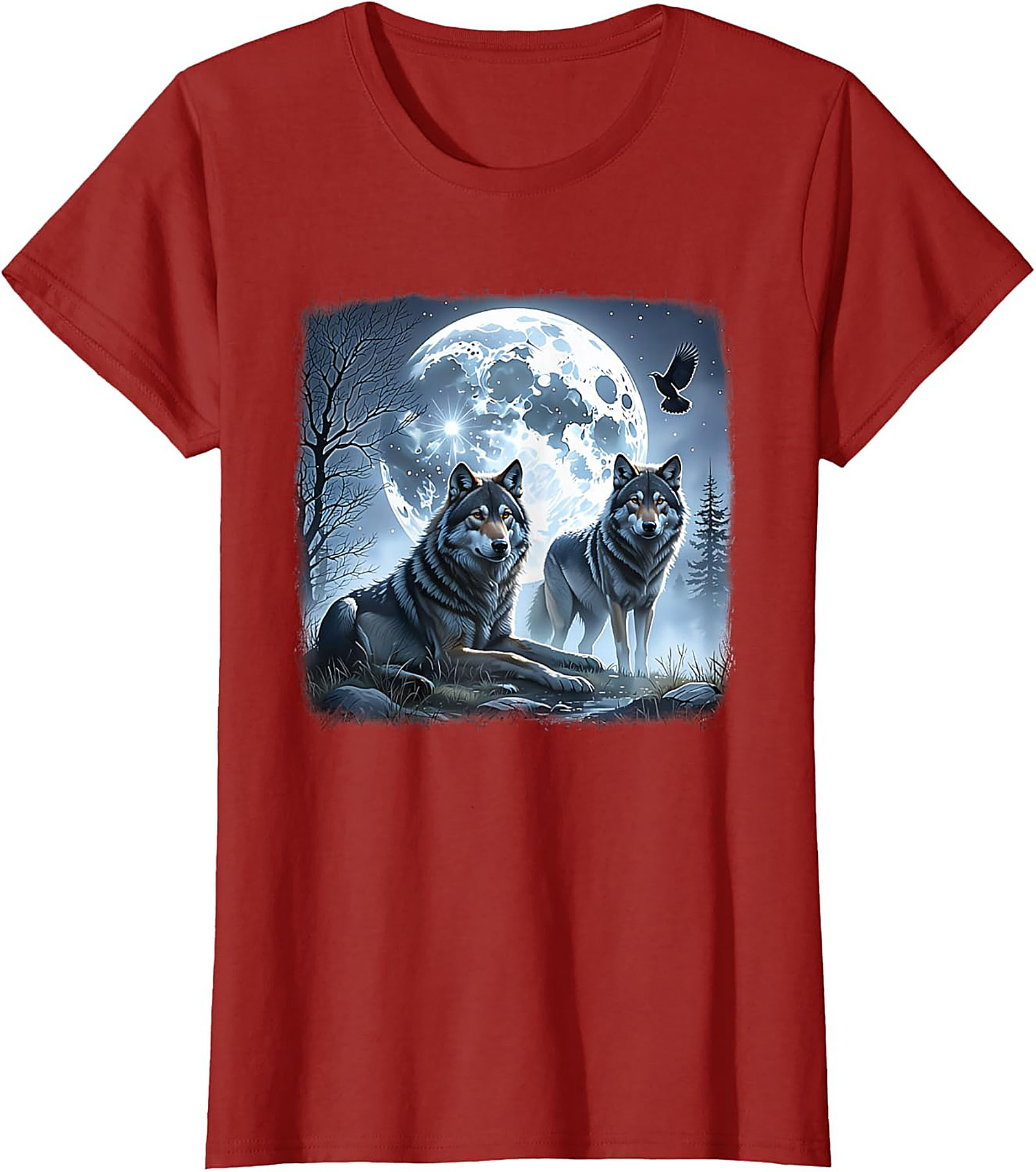  Wolf Moon Graphic Tee Night Spirit Wildlife Shirt