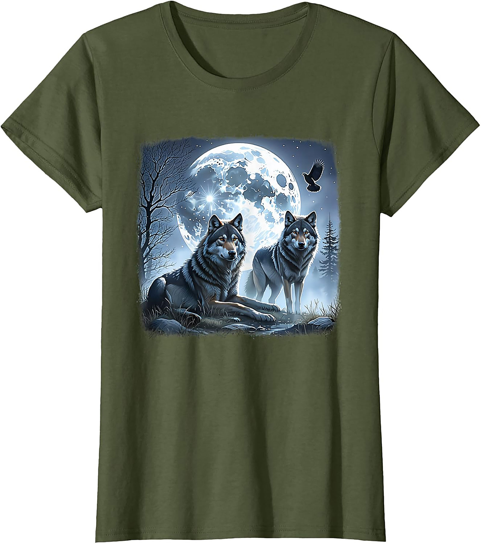  Wolf Moon Graphic Tee Night Spirit Wildlife Shirt
