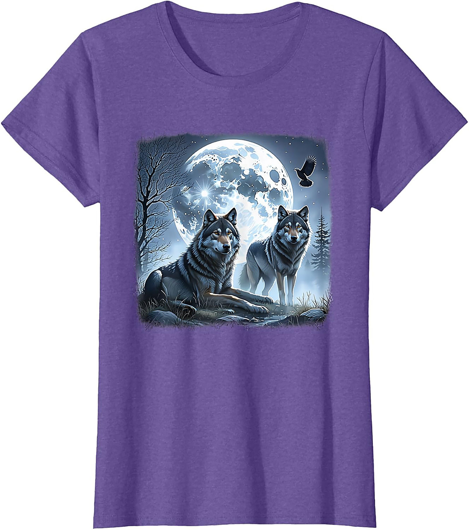 Wolf Moon Graphic Tee Night Spirit Wildlife Shirt
