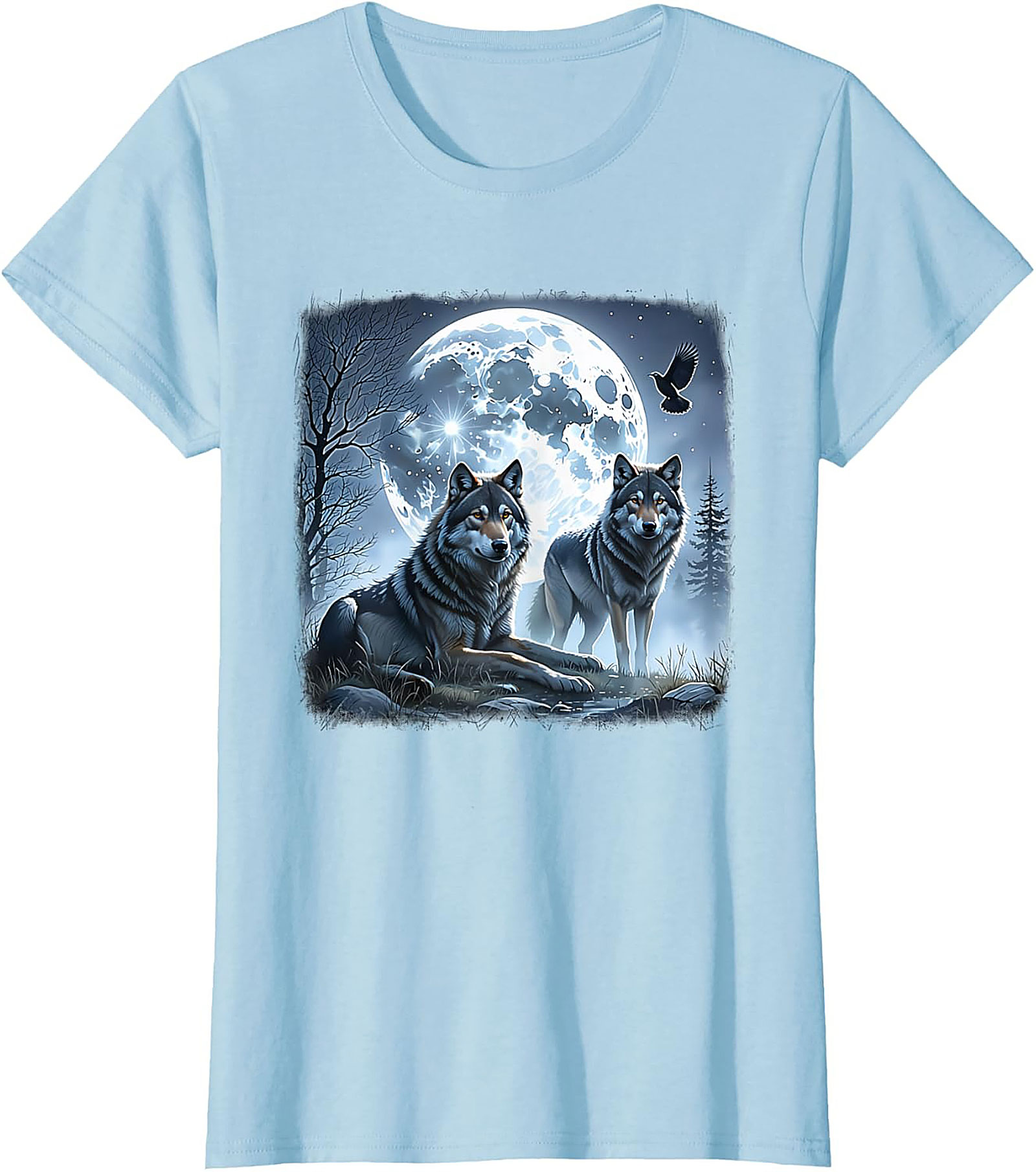  Wolf Moon Graphic Tee Night Spirit Wildlife Shirt
