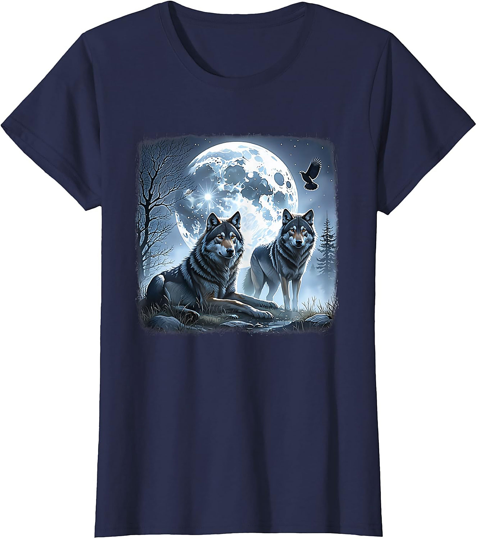  Wolf Moon Graphic Tee Night Spirit Wildlife Shirt