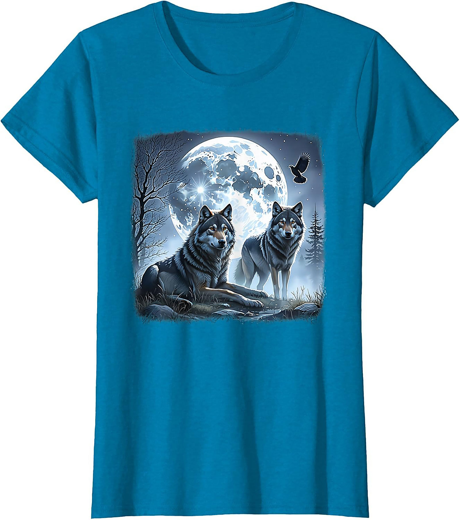  Wolf Moon Graphic Tee Night Spirit Wildlife Shirt