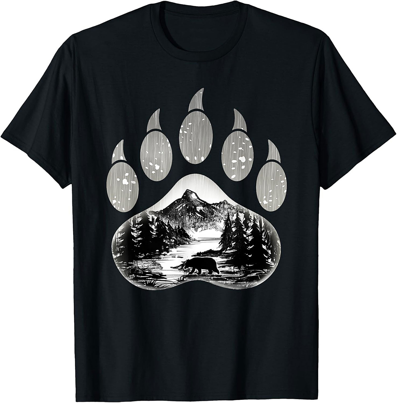 Bear Paw Wilderness Graphic Tee Soft Cotton Nature Shirt