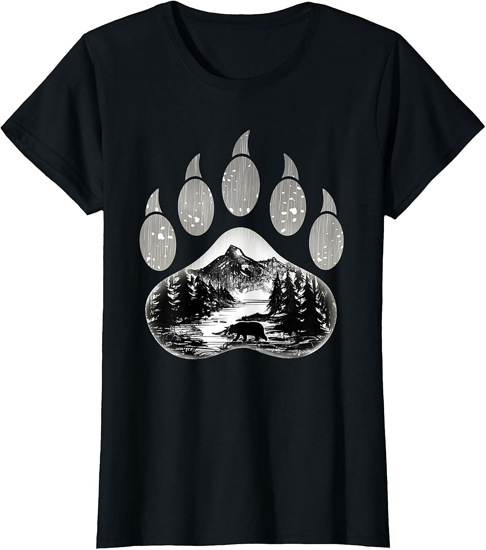  Bear Paw Wilderness Graphic Tee Soft Cotton Nature Shirt