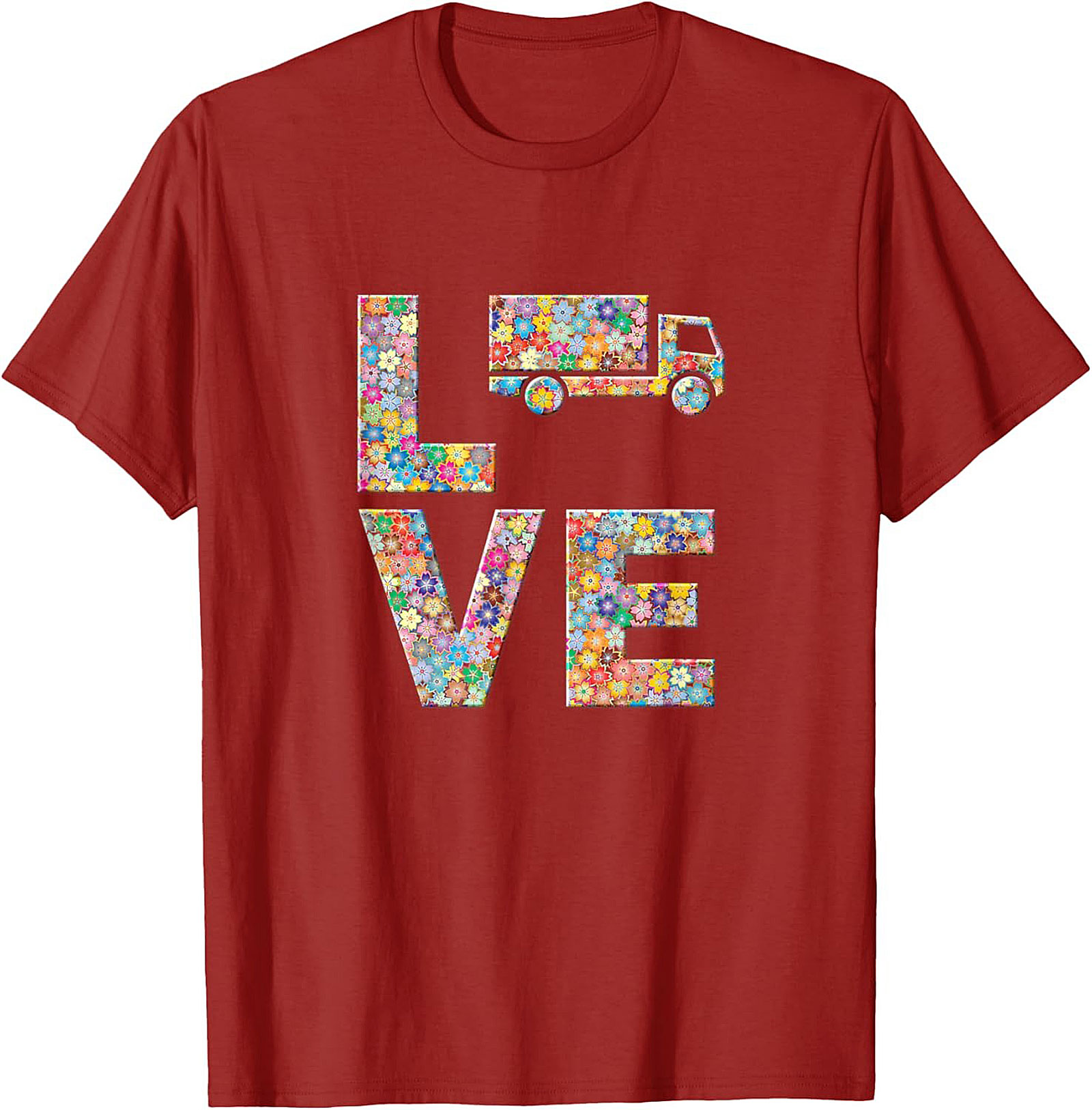 Floral Truck Love Graphic Tee | Unique Moving Truck Unisex Shirt