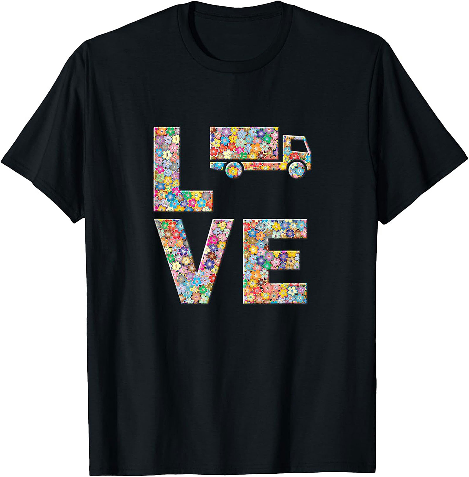 Floral Truck Love Graphic Tee | Unique Moving Truck Unisex Shirt