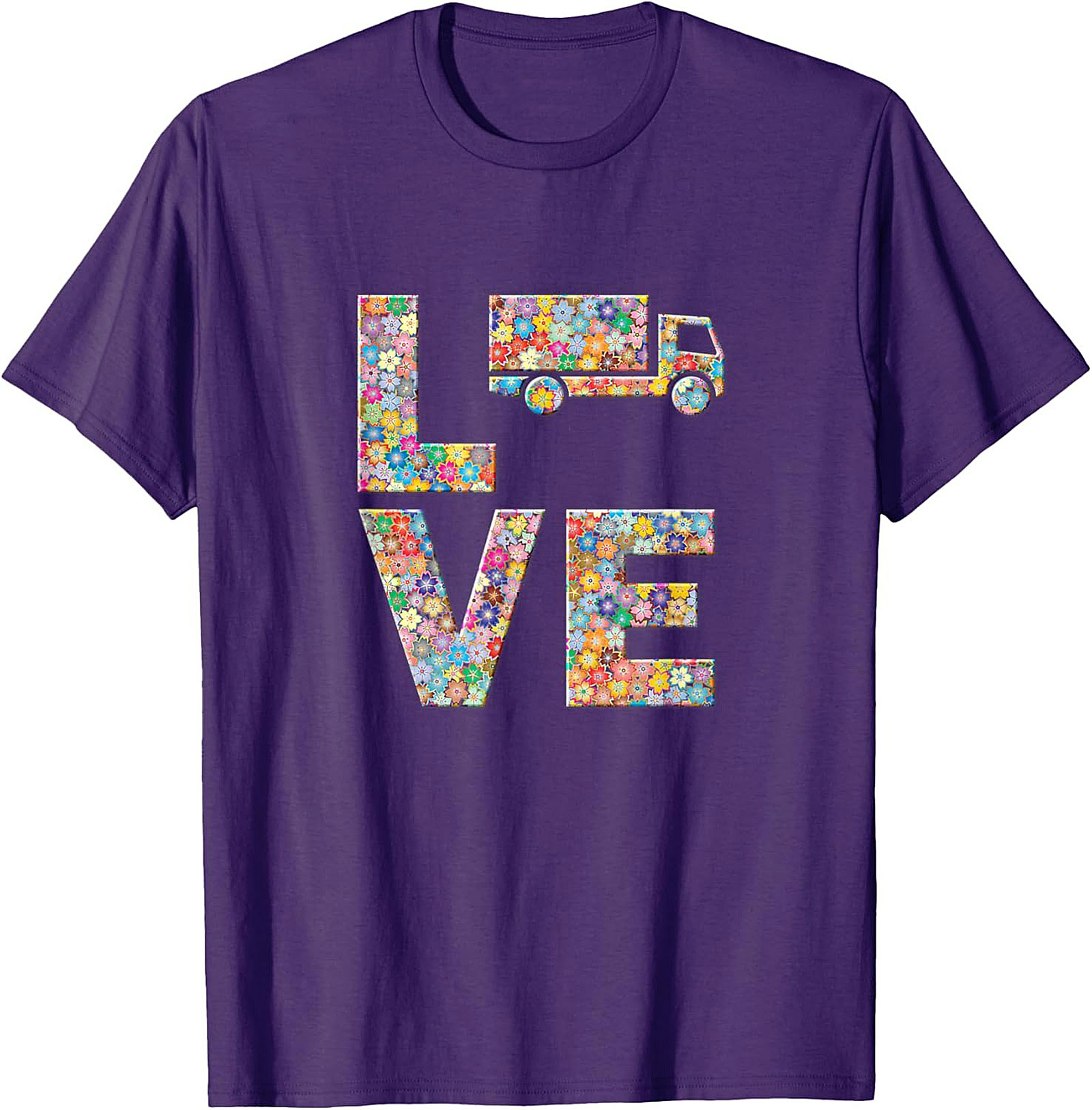 Floral Truck Love Graphic Tee | Unique Moving Truck Unisex Shirt