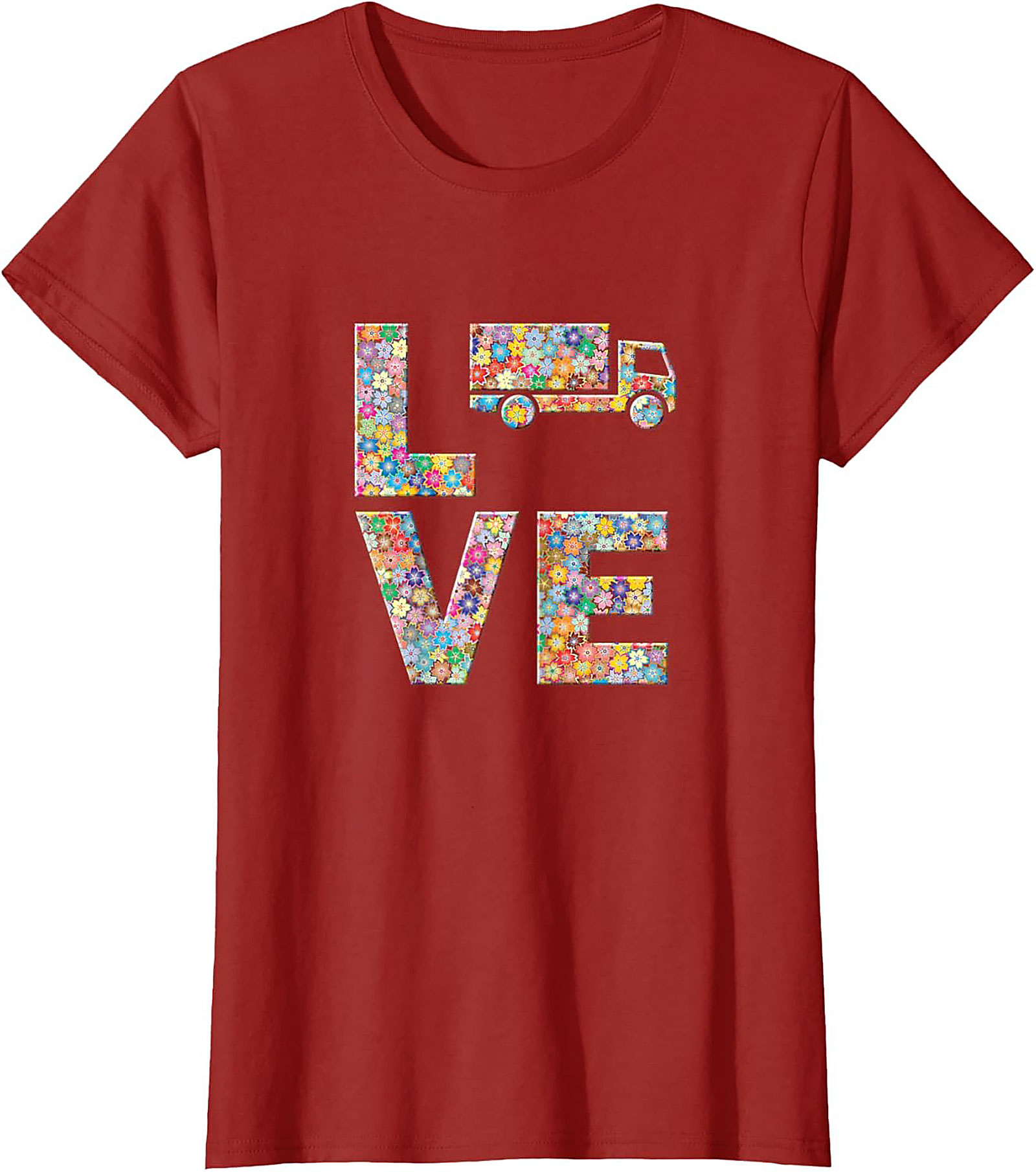 Floral Truck Love Graphic Tee | Unique Moving Truck Unisex Shirt