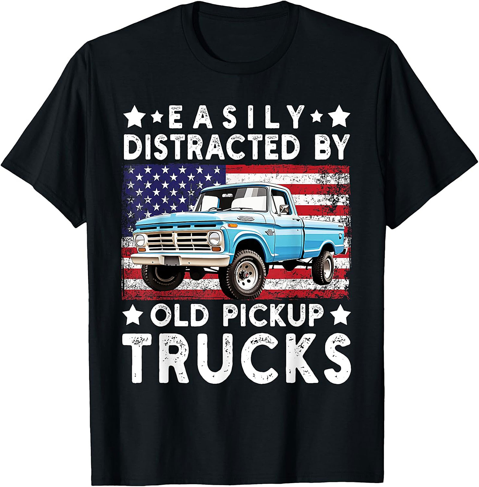 Easily Distracted By Old Pickup Trucks T-shirt | Vintage Truck Graphic Tee