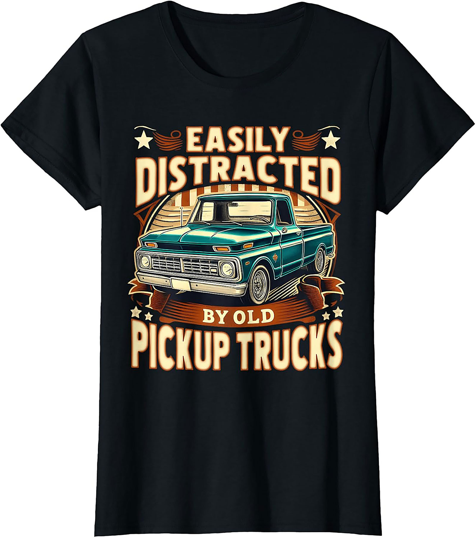 Easily Distracted By Old Pickup Trucks T-Shirt | Classic Vintage Truck Graphic Tee