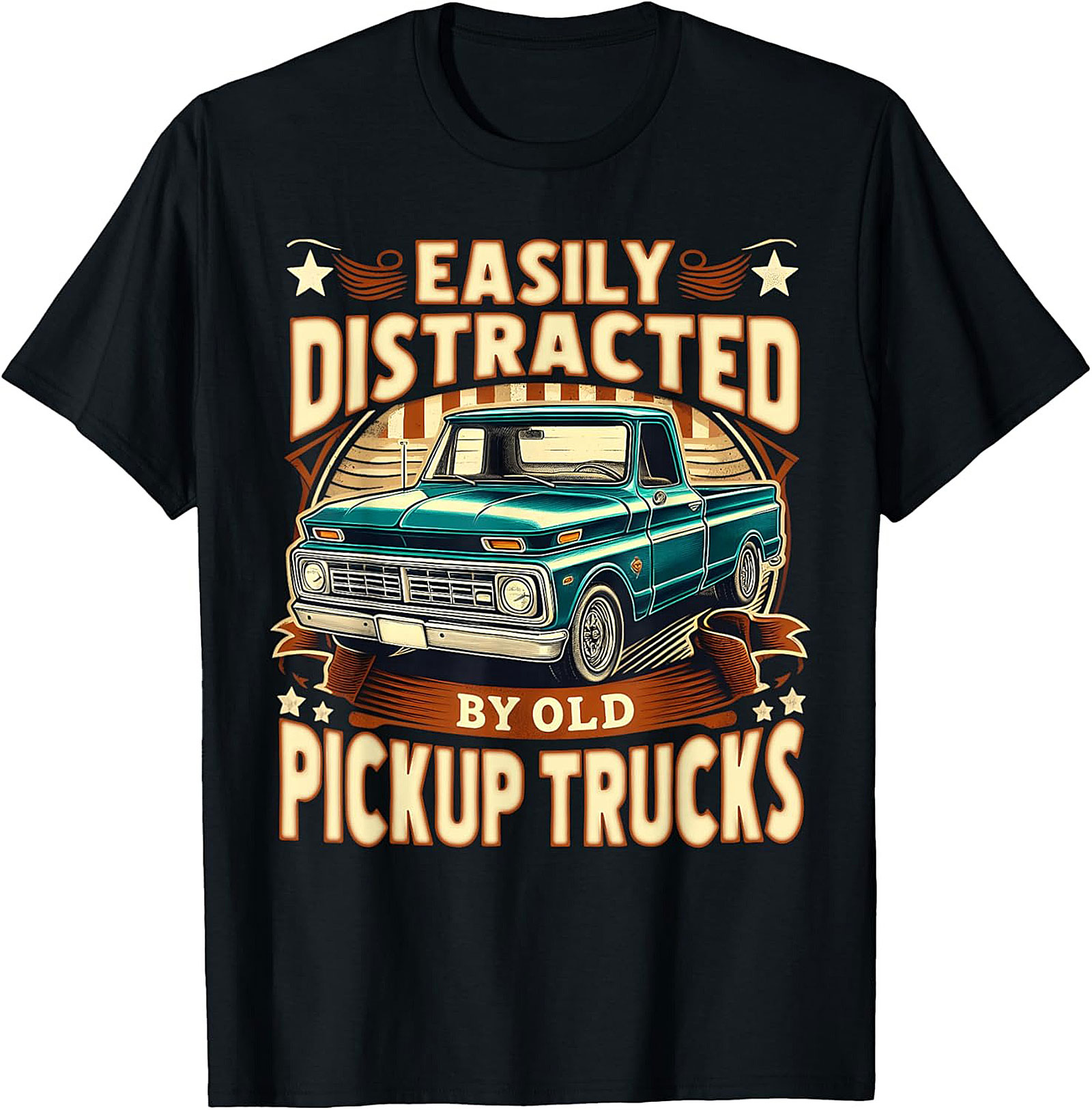Easily Distracted By Old Pickup Trucks T-Shirt | Classic Vintage Truck Graphic Tee