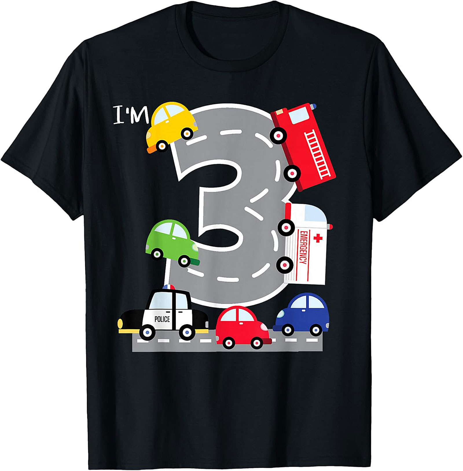 I’m 3 Third Birthday Car T-shirt | Toddler Transportation Graphic Tee