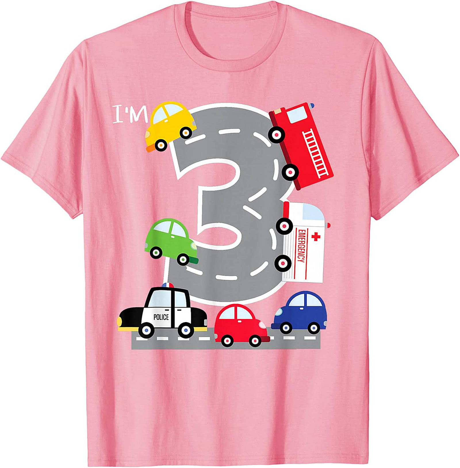 I’m 3 Third Birthday Car T-shirt | Toddler Transportation Graphic Tee