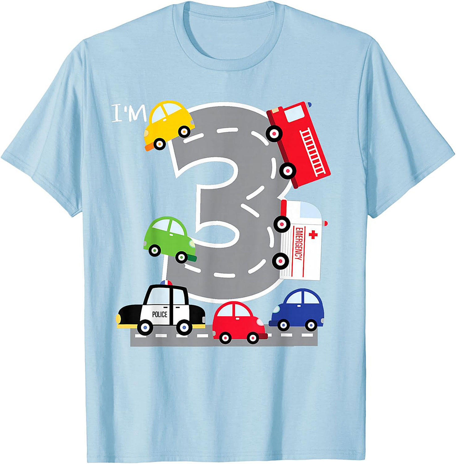I’m 3 Third Birthday Car T-shirt | Toddler Transportation Graphic Tee
