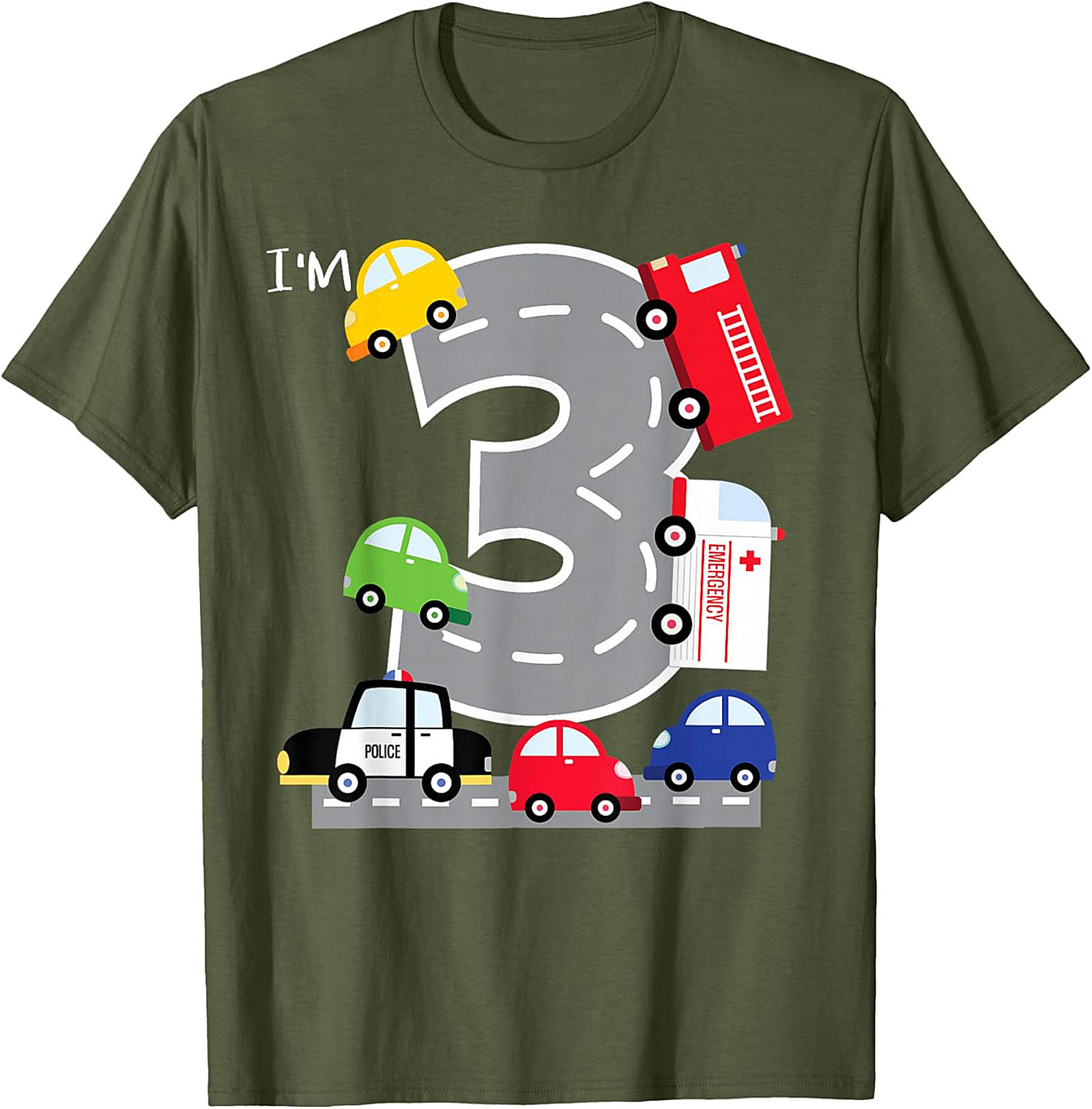 I’m 3 Third Birthday Car T-shirt | Toddler Transportation Graphic Tee