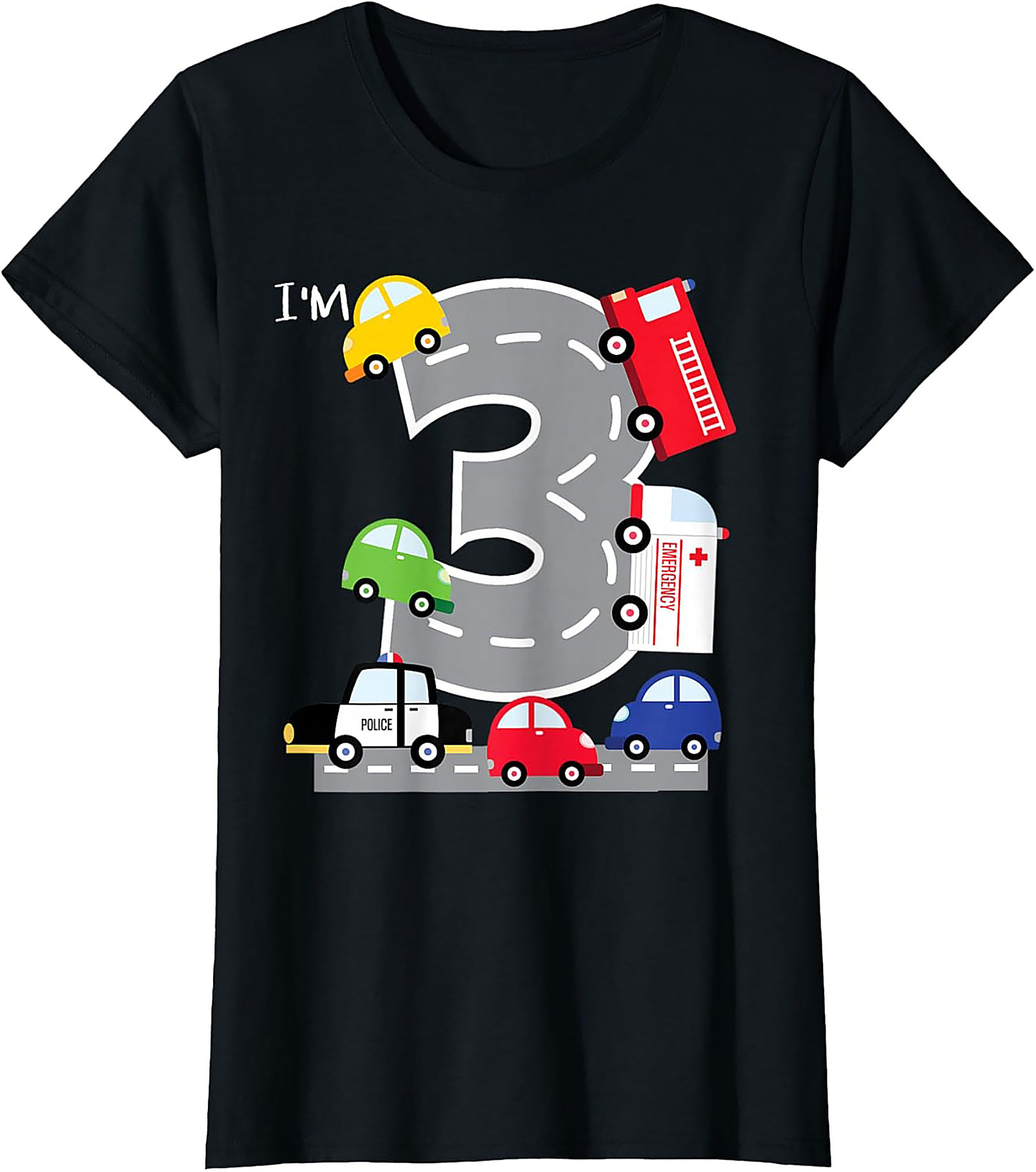 I’m 3 Third Birthday Car T-shirt | Toddler Transportation Graphic Tee
