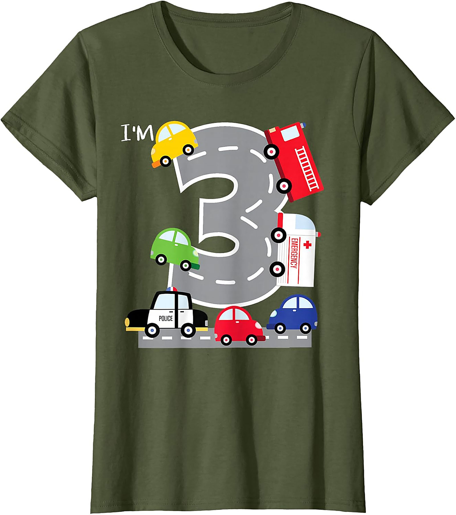 I’m 3 Third Birthday Car T-shirt | Toddler Transportation Graphic Tee