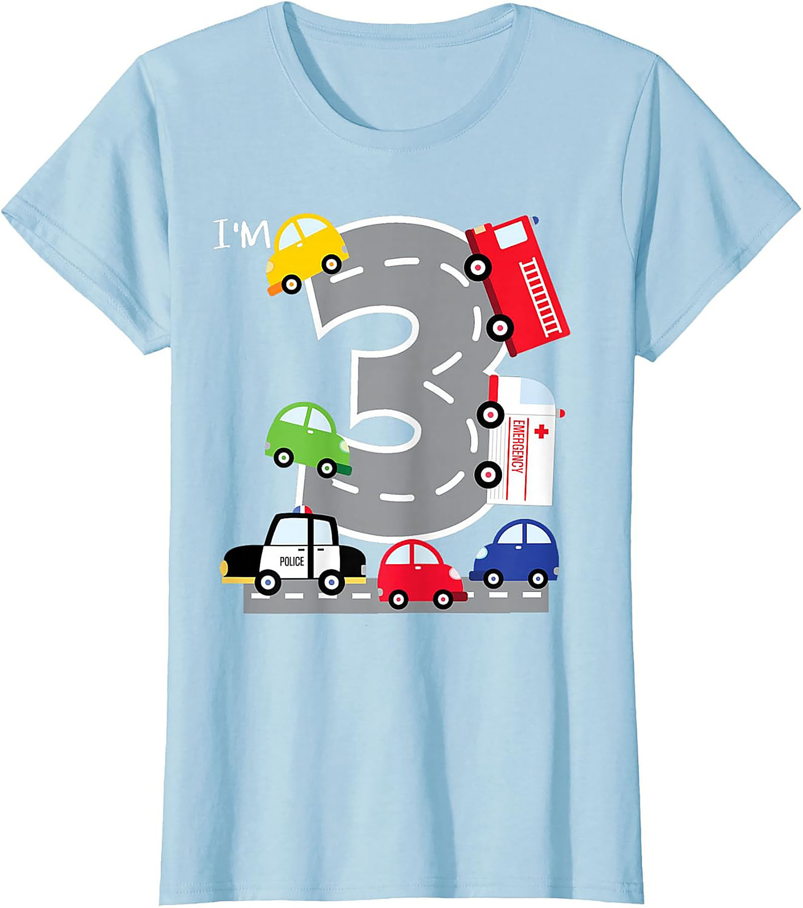 I’m 3 Third Birthday Car T-shirt | Toddler Transportation Graphic Tee