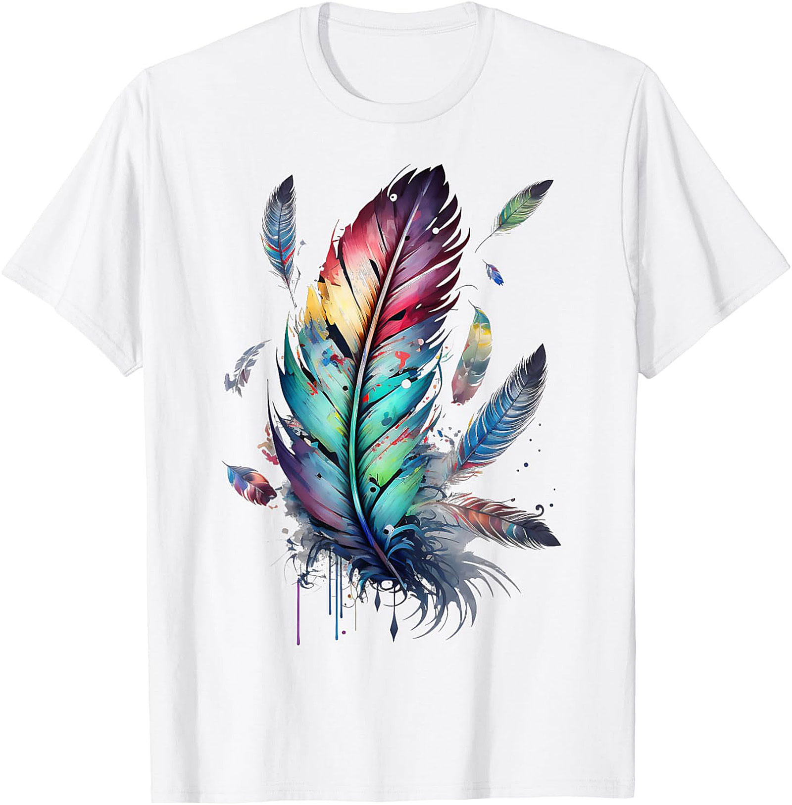 Colorful feathers boho style, bird, Native Americans, symbol T-Shirt