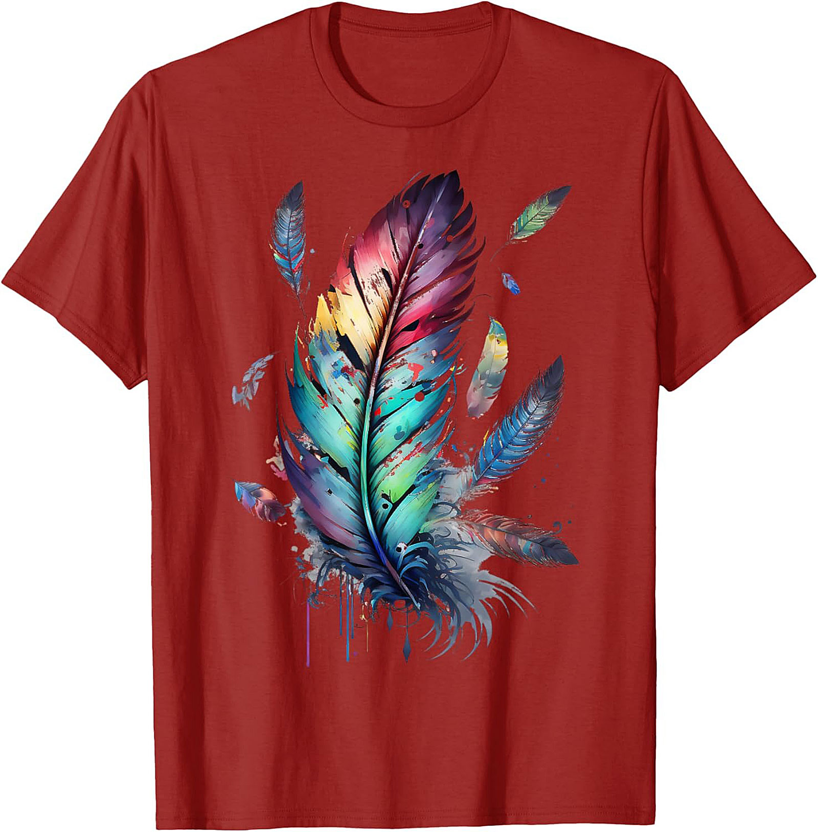 Colorful feathers boho style, bird, Native Americans, symbol T-Shirt