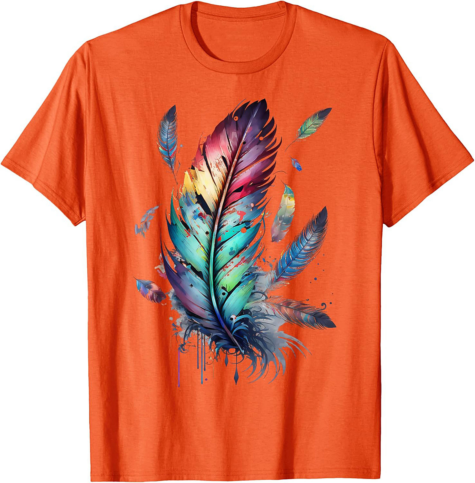 Colorful feathers boho style, bird, Native Americans, symbol T-Shirt