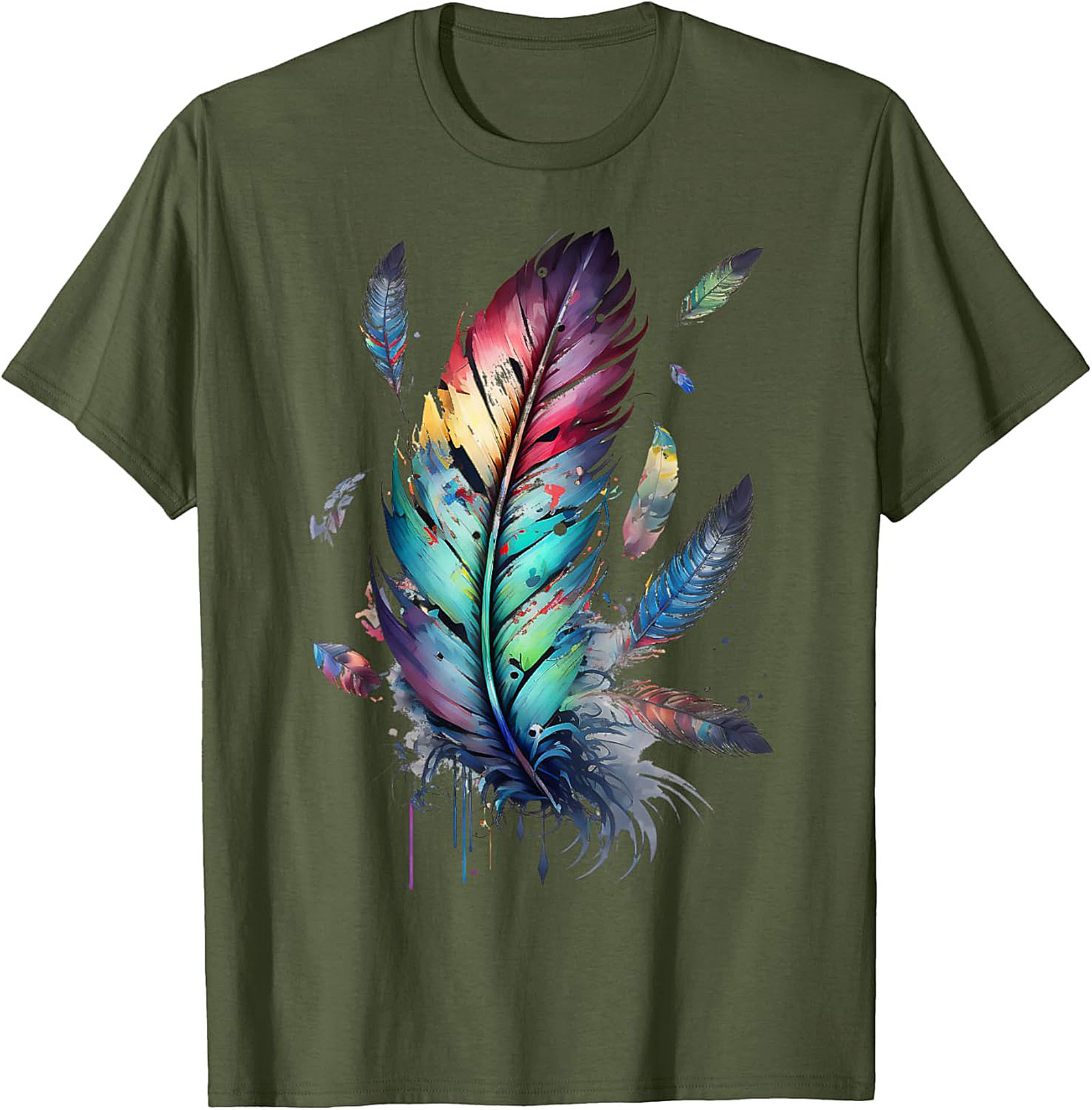 Colorful feathers boho style, bird, Native Americans, symbol T-Shirt