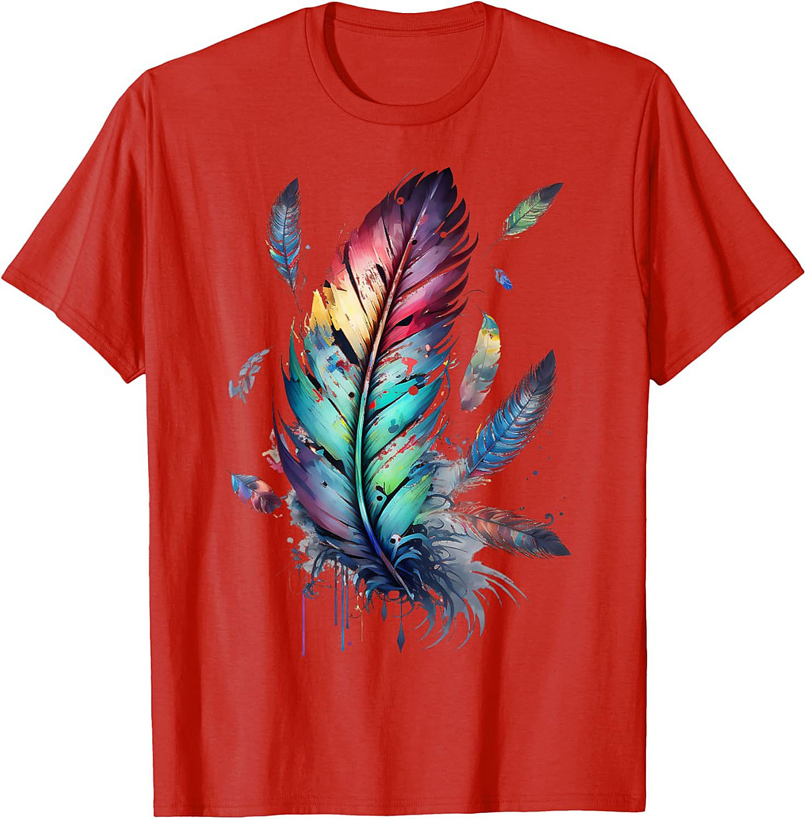 Colorful feathers boho style, bird, Native Americans, symbol T-Shirt