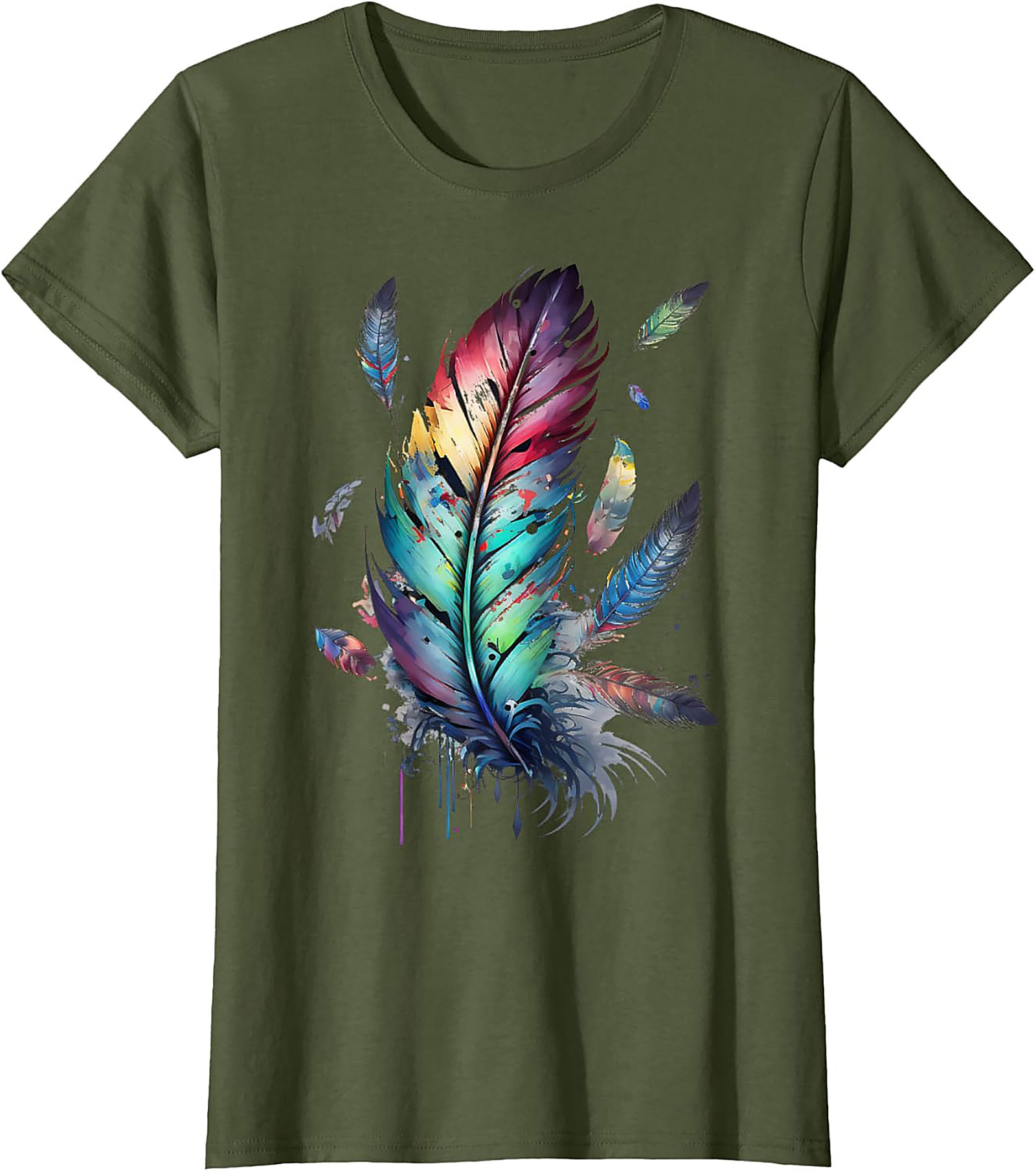 Colorful feathers boho style, bird, Native Americans, symbol T-Shirt