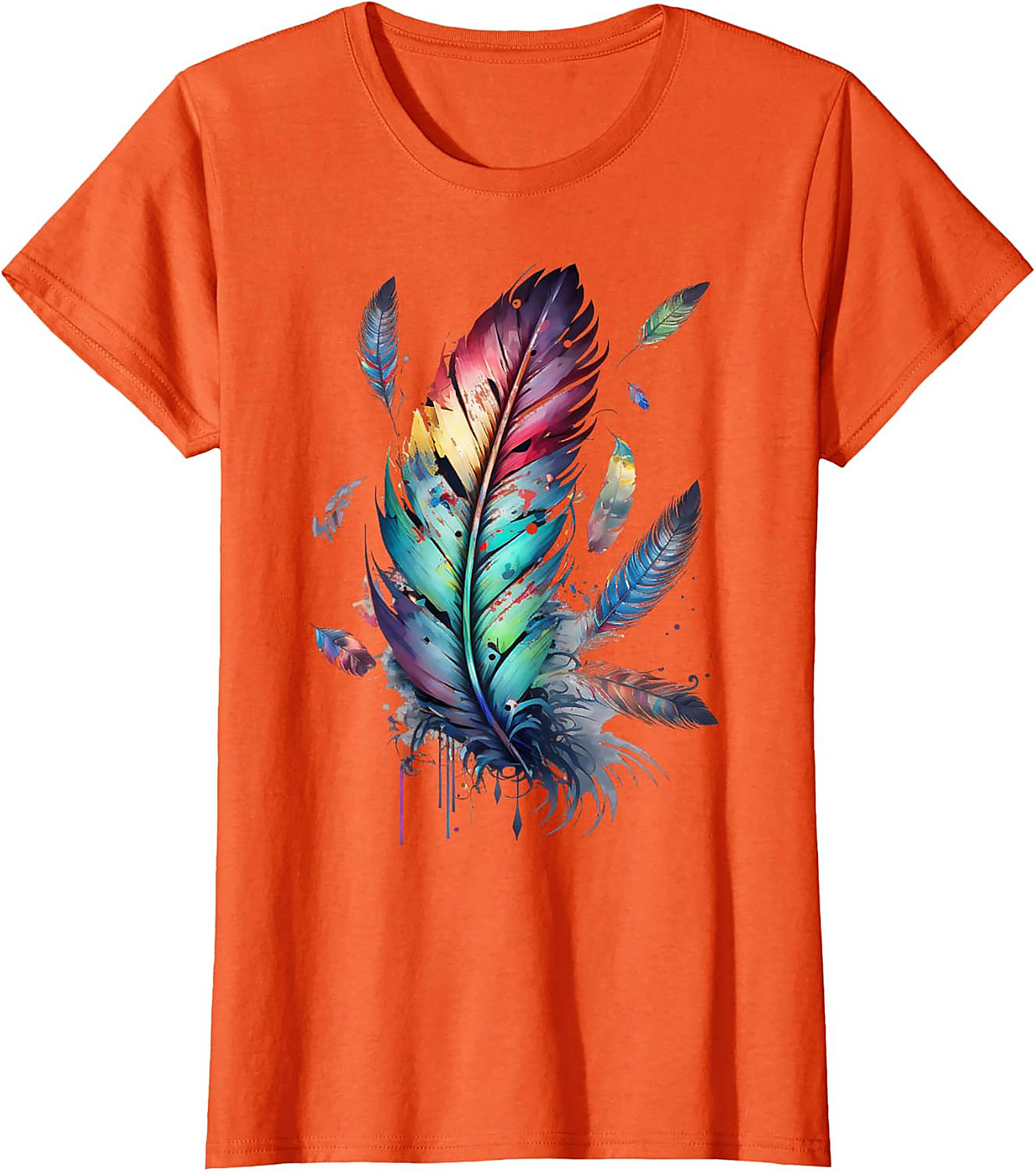 Colorful feathers boho style, bird, Native Americans, symbol T-Shirt