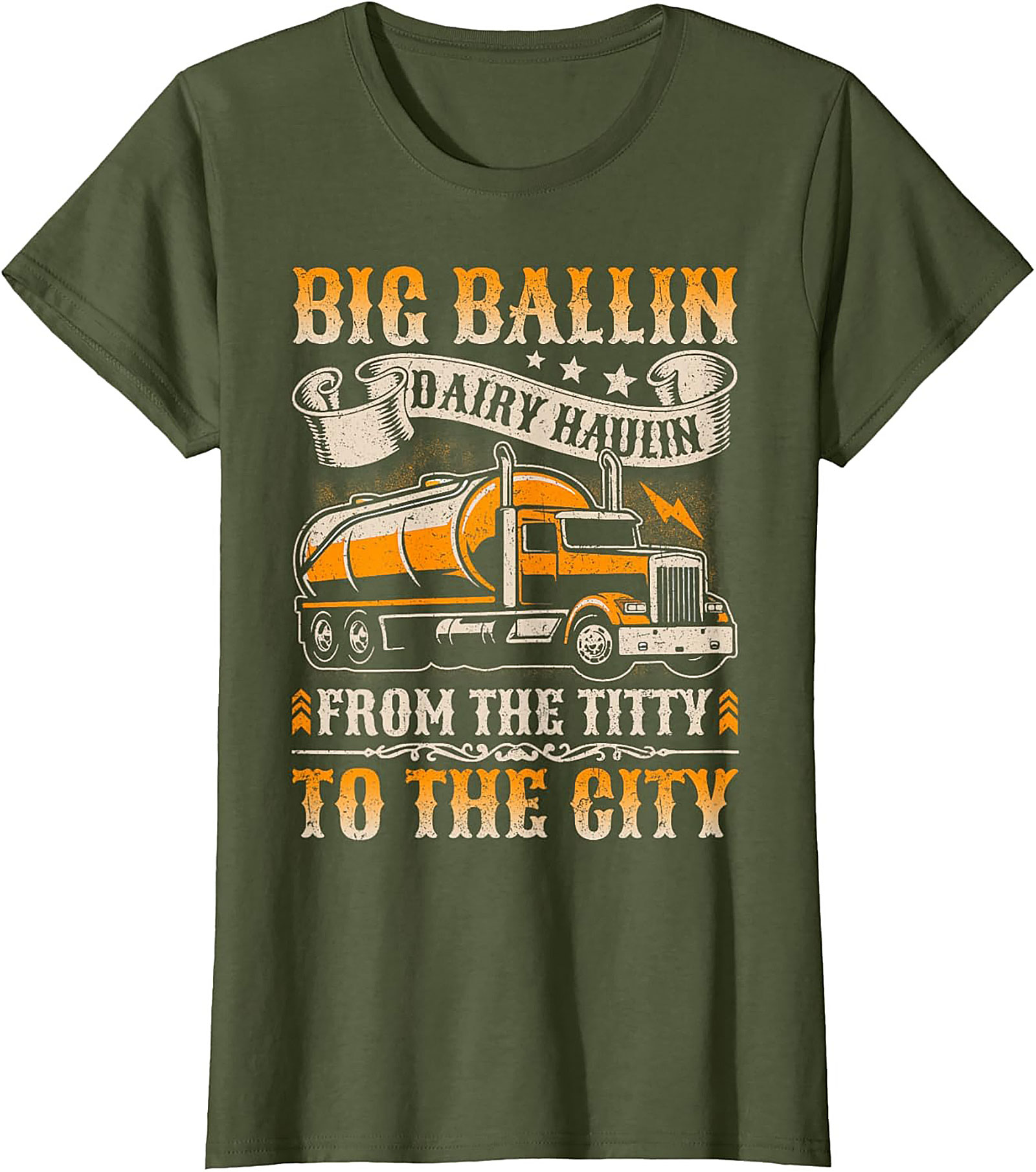Big Ballin Dairy Haulin Graphic Tee - Funny Trucker Shirt