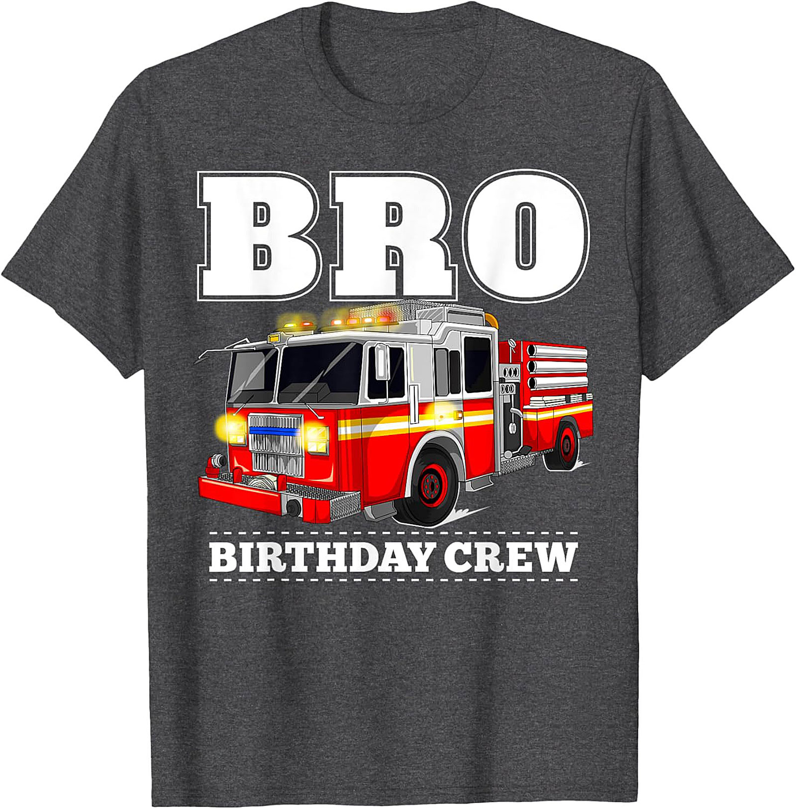 Bro Birthday Crew Fire Truck T-Shirt - Fire Engine Party Graphic Tee