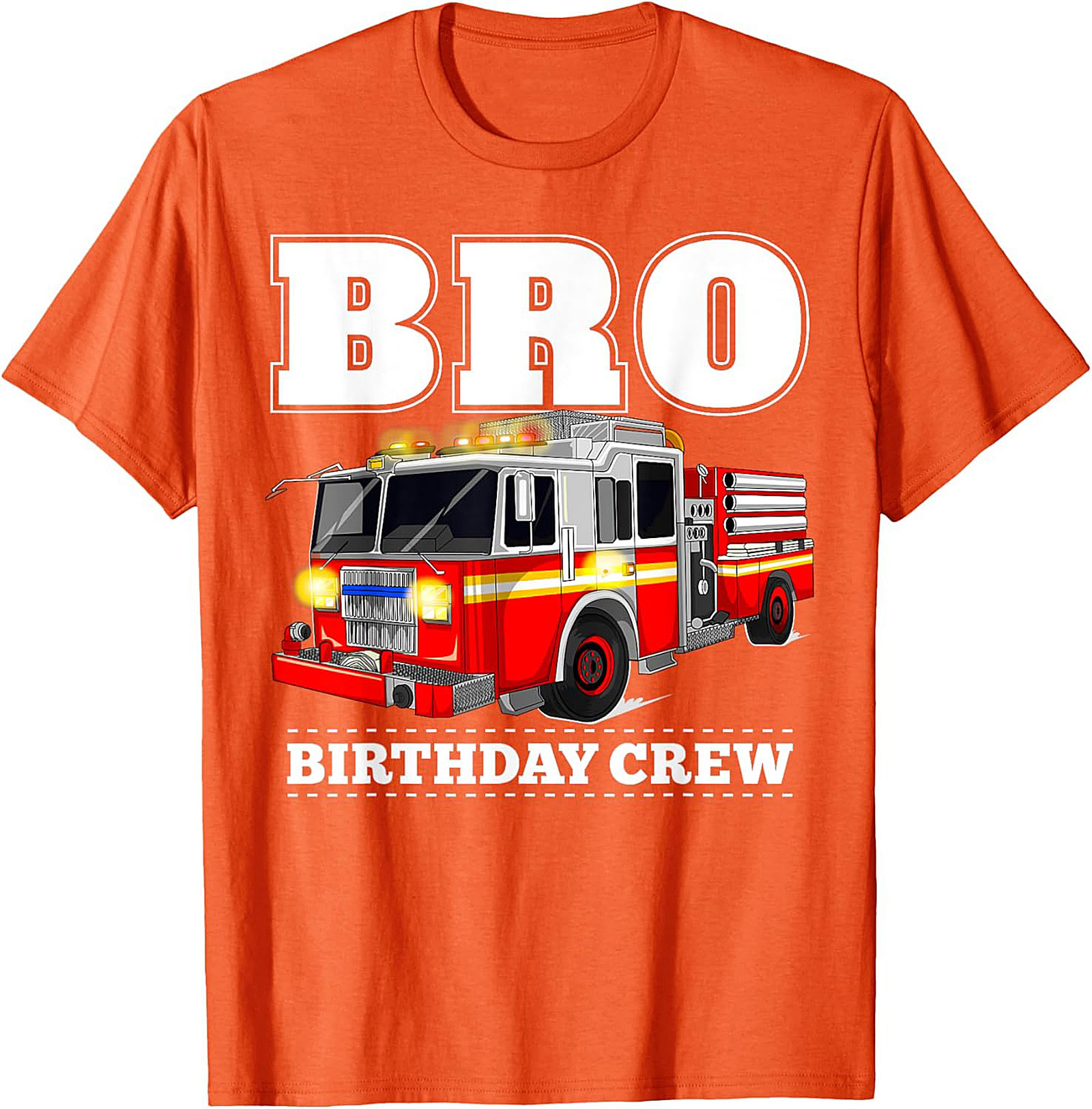 Bro Birthday Crew Fire Truck T-Shirt - Fire Engine Party Graphic Tee